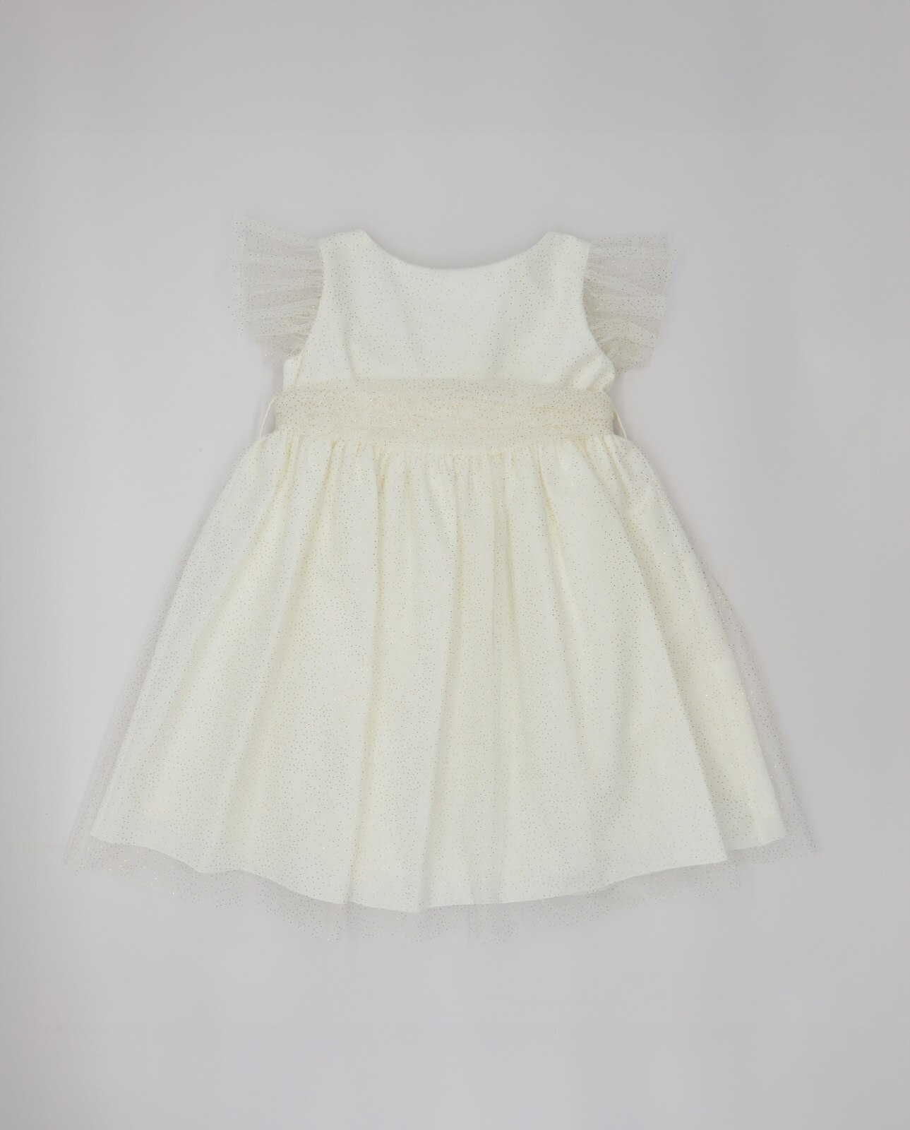 Vestido Infantil em Tule com Chispitas Bordadas Branco-2