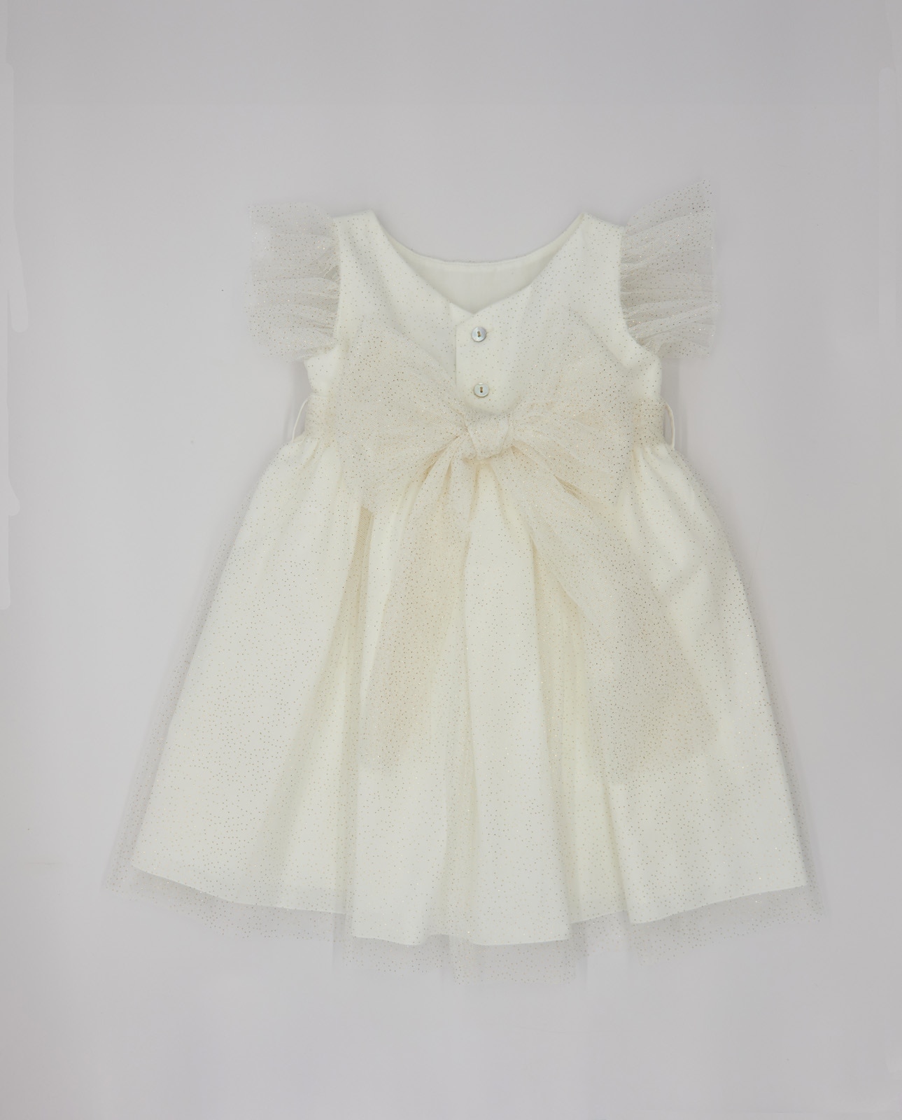 Vestido Infantil em Tule com Chispitas Bordadas Branco-3