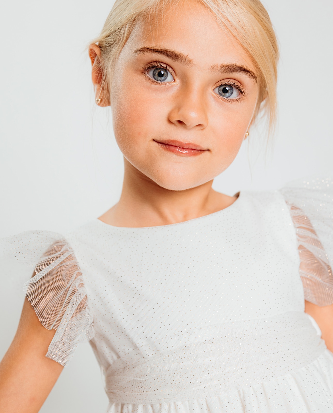 Vestido Infantil em Tule com Chispitas Bordadas Branco-4