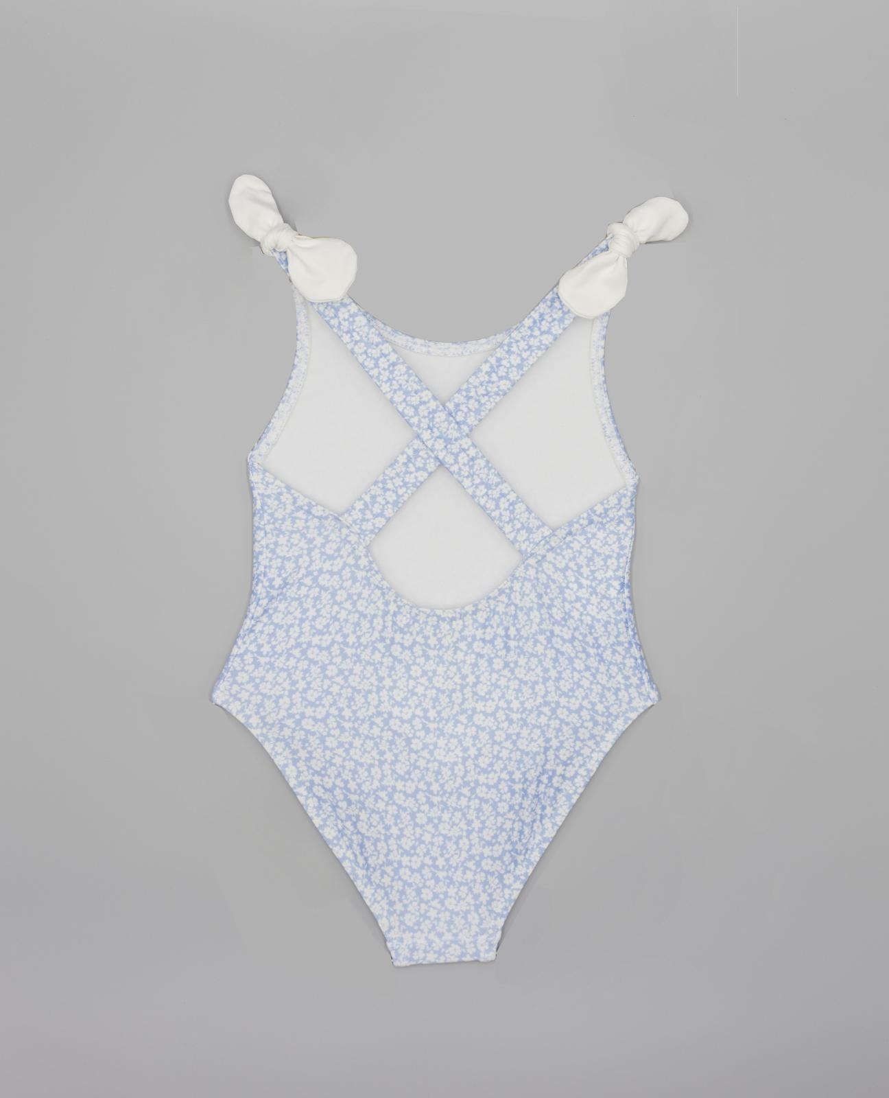 Fato de Banho Infantil com Estampado Floral Fina Ejerique Azul-claro-2