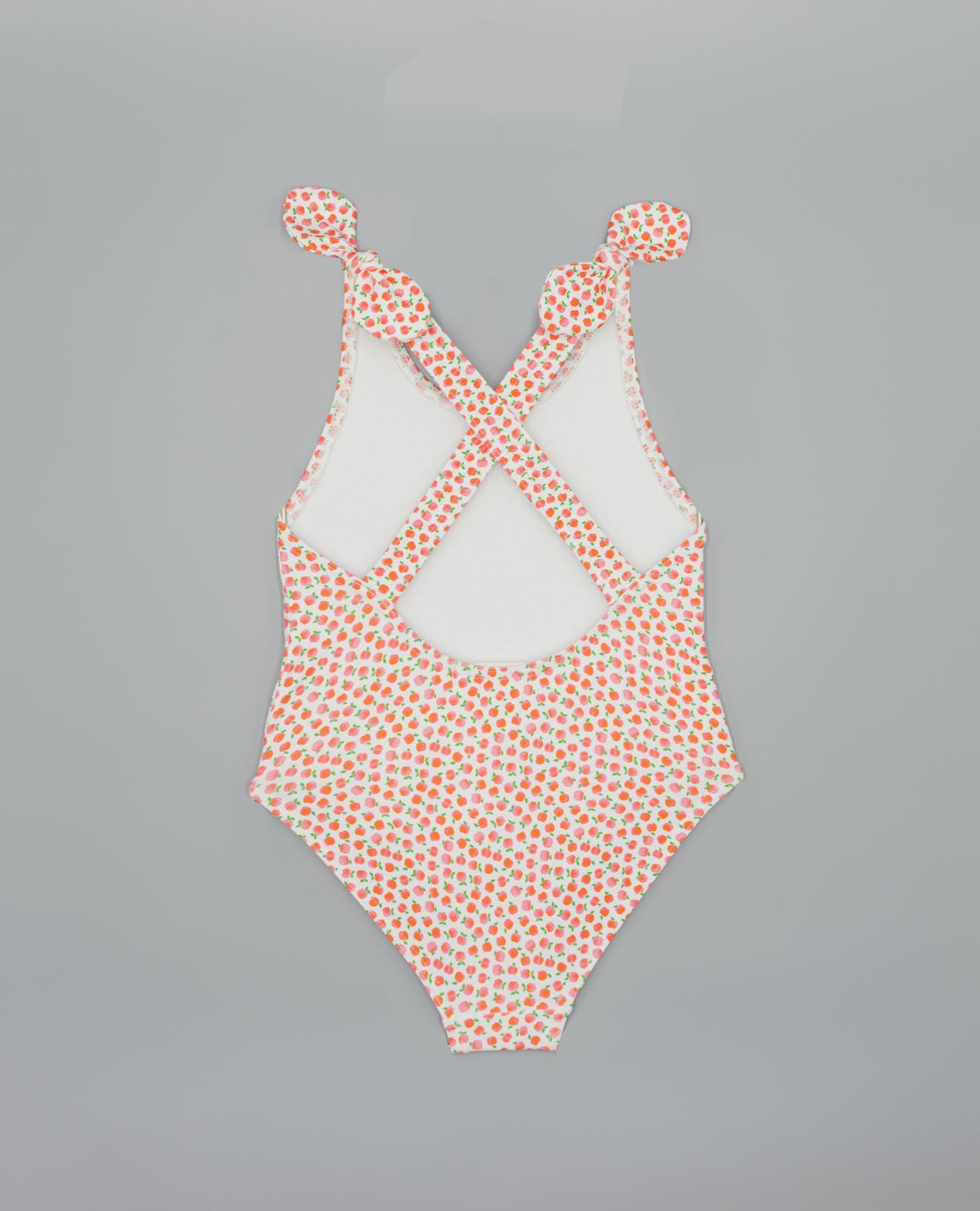 Fato de Banho Infantil Estampado Maçãs Vermelho / Branco-2