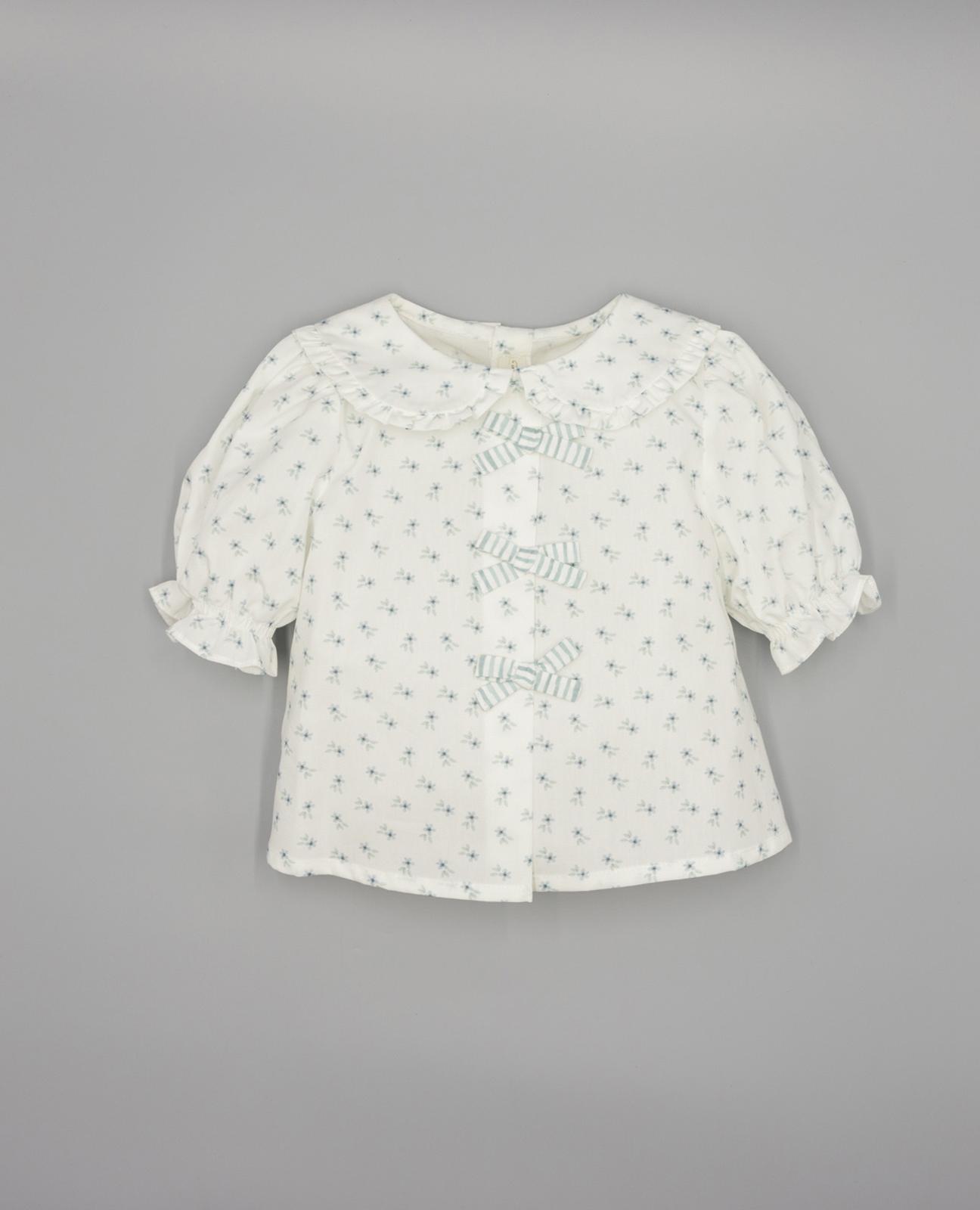 Imagem 0 de Blusa Infantil Estampada com Laços Frontais e Manga Farol