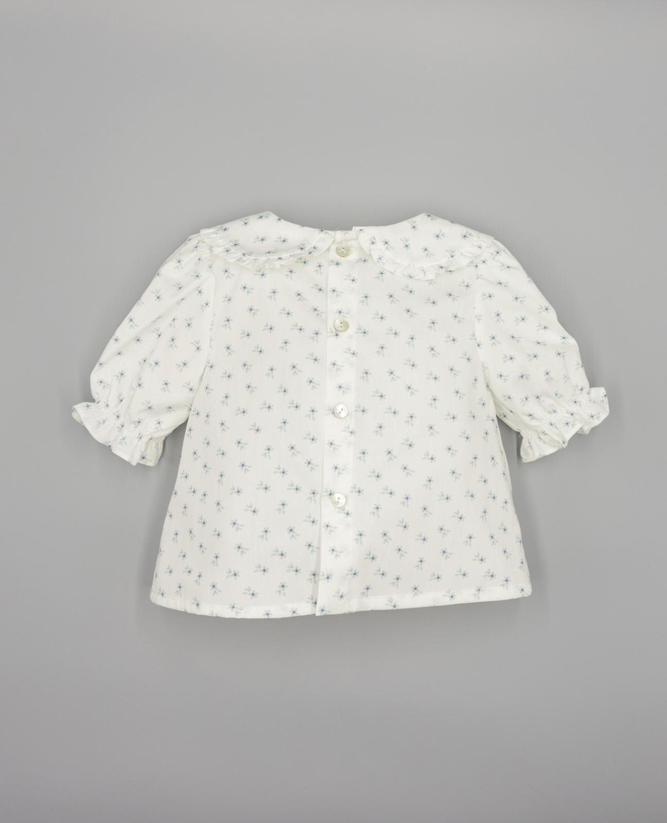 Blusa Infantil Estampada com Laços Frontais e Manga Farol Fina Ejerique Branco-2