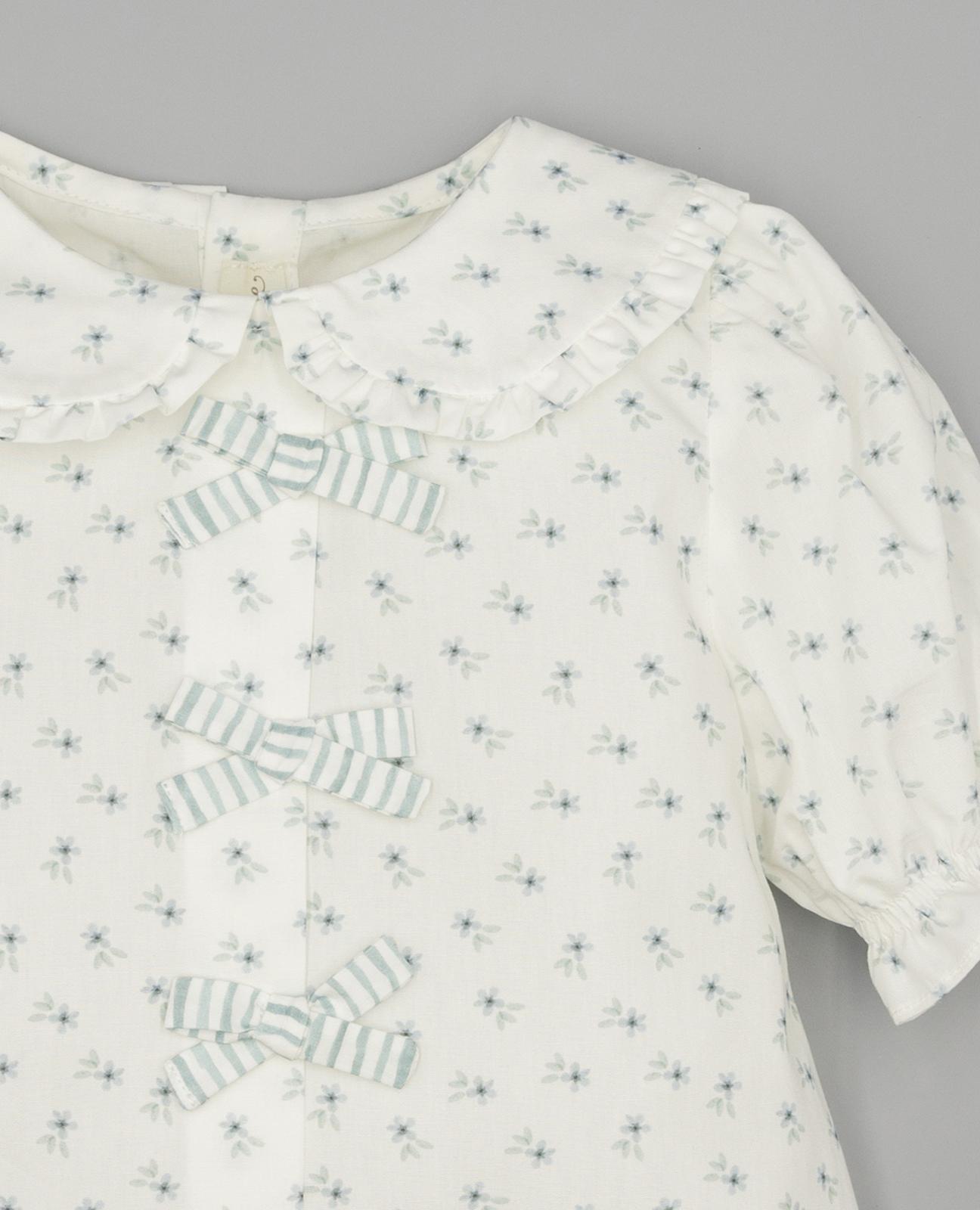 Blusa Infantil Estampada com Laços Frontais e Manga Farol Fina Ejerique Branco-3