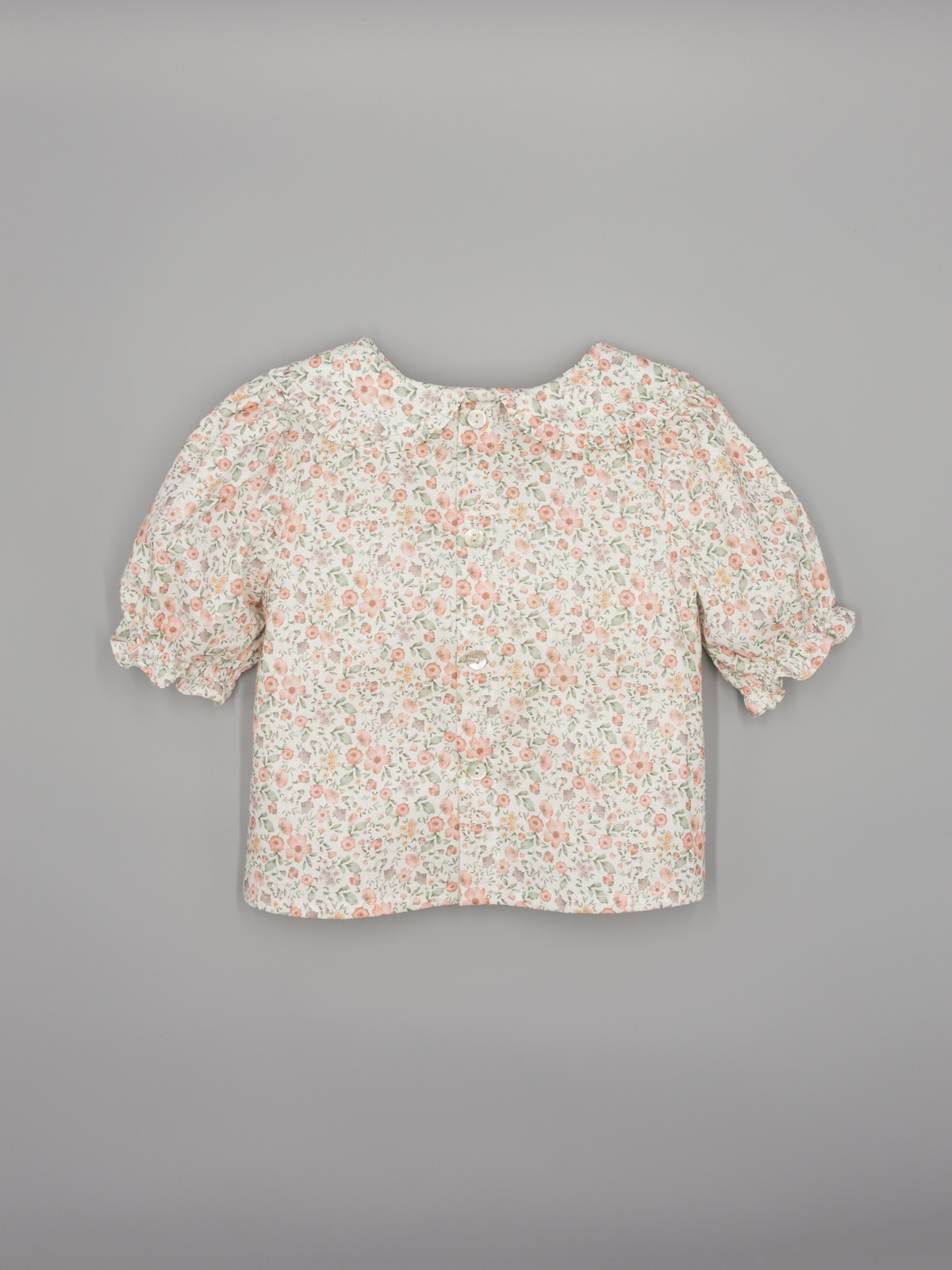 Blusa Infantil Estampada com Laços Frontais e Manga Balão Fina Ejerique Coral-3
