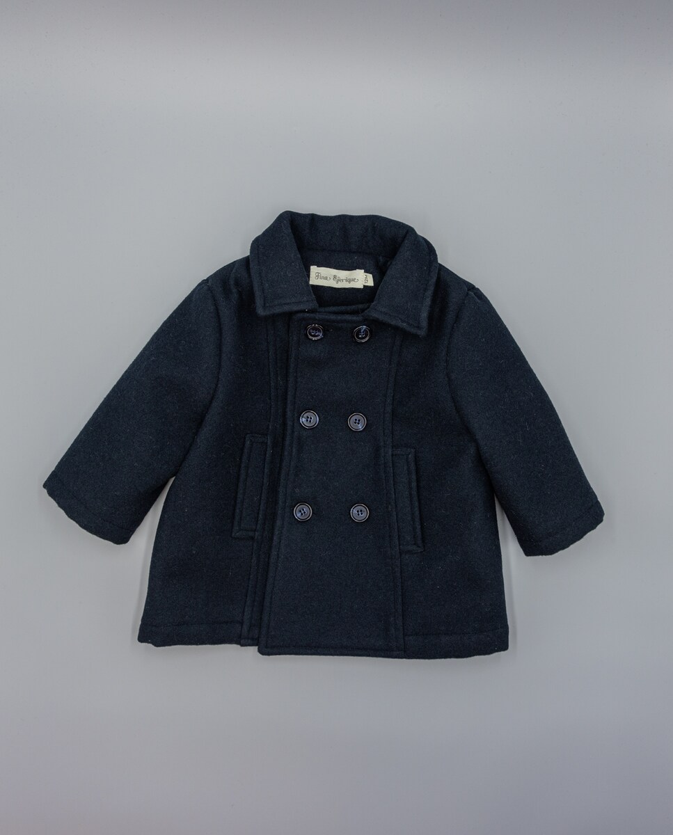 Casaco de Muflão Infantil com Botões Azul-1