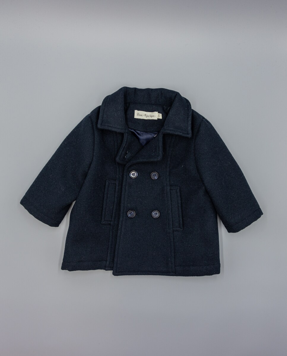 Casaco de Muflão Infantil com Botões Azul-3