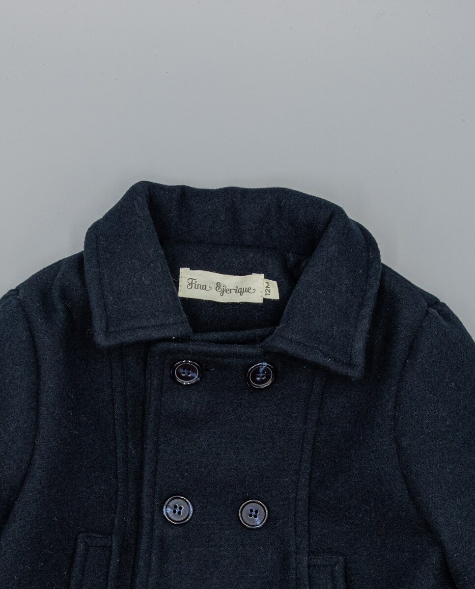 Casaco de Muflão Infantil com Botões Azul-4