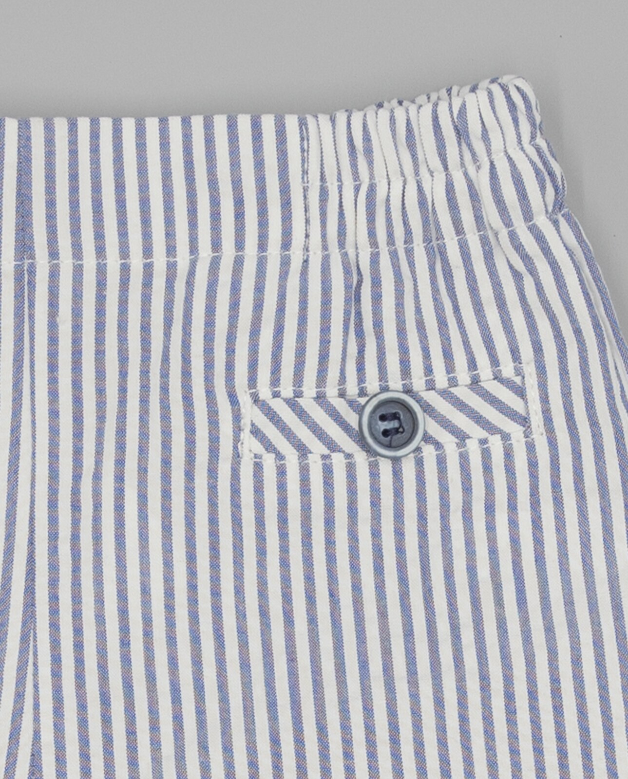 Bermudas Infantil Seersucker Às Riscas com Cintura Elástica Fina Ejerique Azul-marinho-3