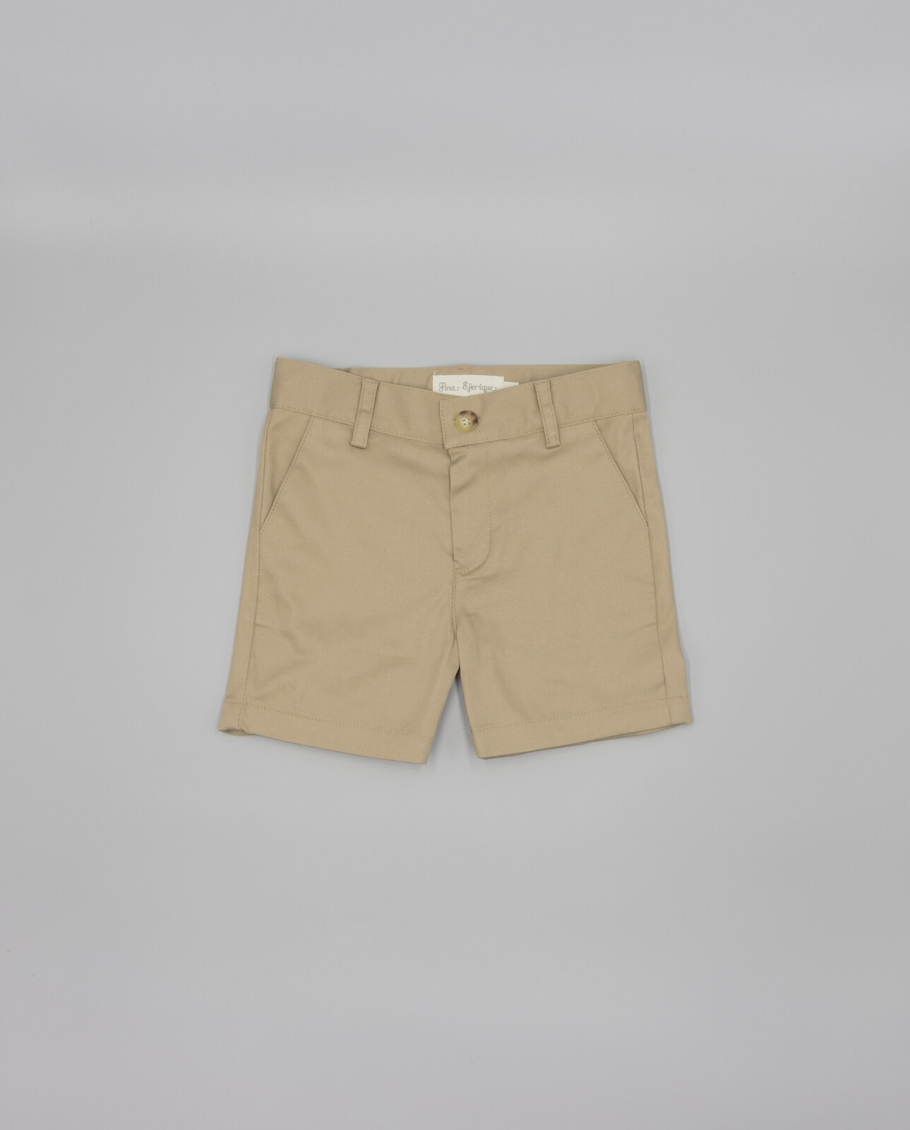 Bermudas Infantil em Sarja com Bolsos Ojal e Cintura Ajustável Taupe-2