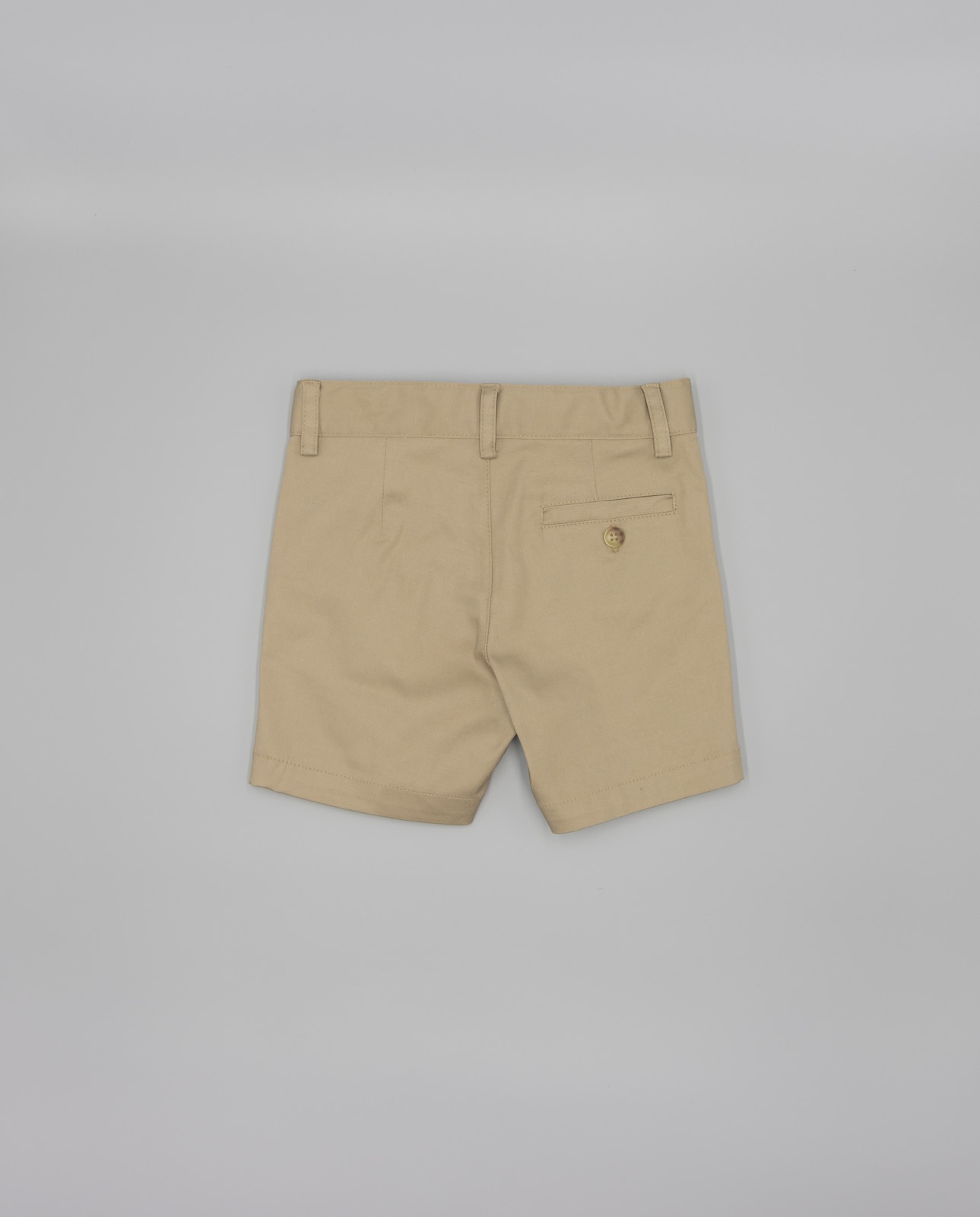 Bermudas Infantil em Sarja com Bolsos Ojal e Cintura Ajustável Taupe-3