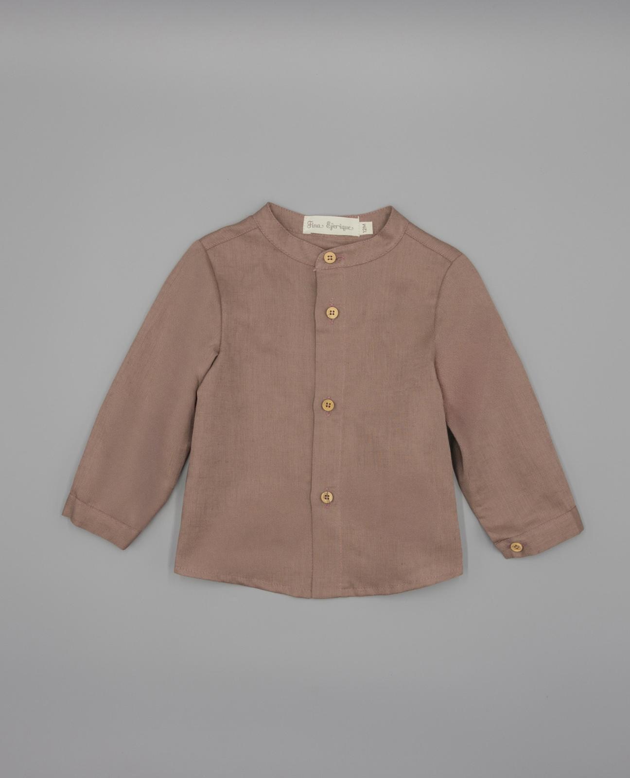 Imagem 0 de Camisa para Bebé em Linho com Gola À Padre de Manga Comprida