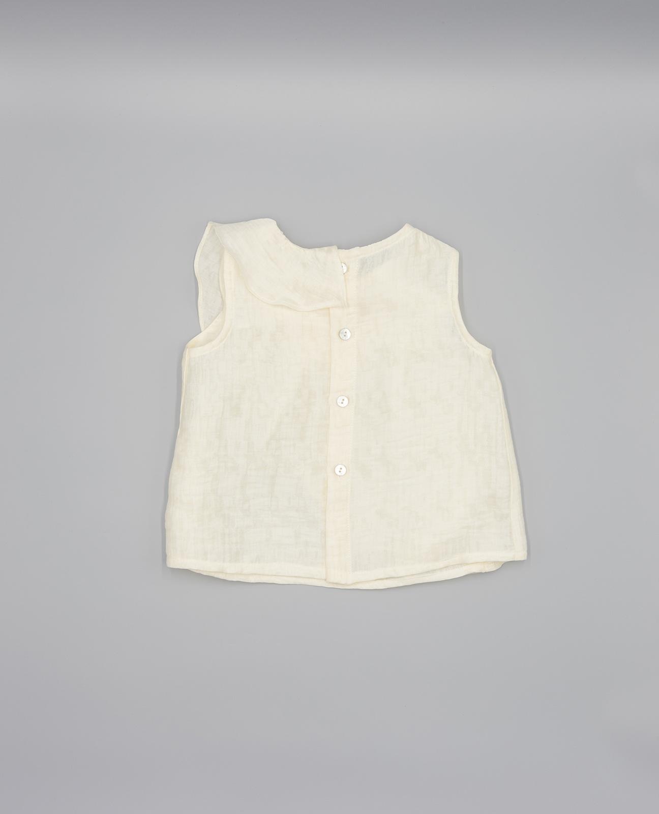 Blusa Infantil em Lyocell com Folho Frontal Cru-2