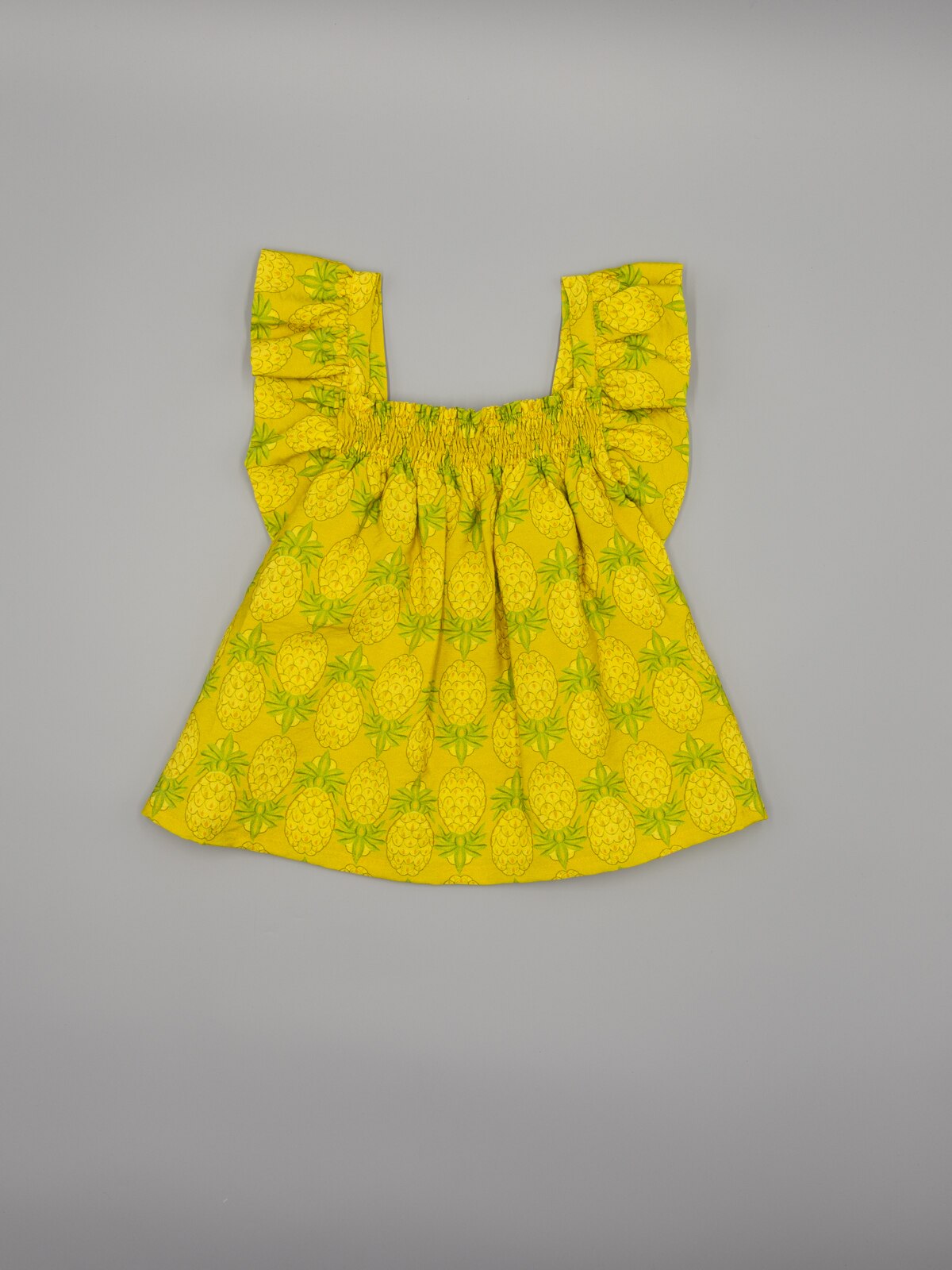 Blusa Infantil Estampada com Corpo Elástico e Mangas Folho Fina Ejerique Amarelo-2