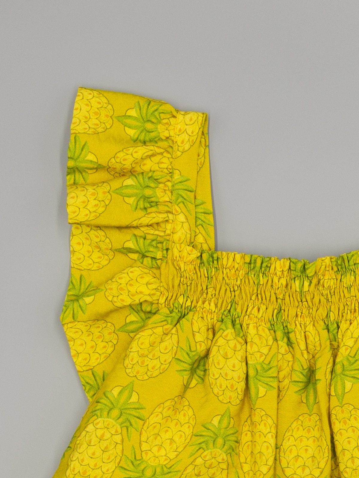 Blusa Infantil Estampada com Corpo Elástico e Mangas Folho Fina Ejerique Amarelo-4