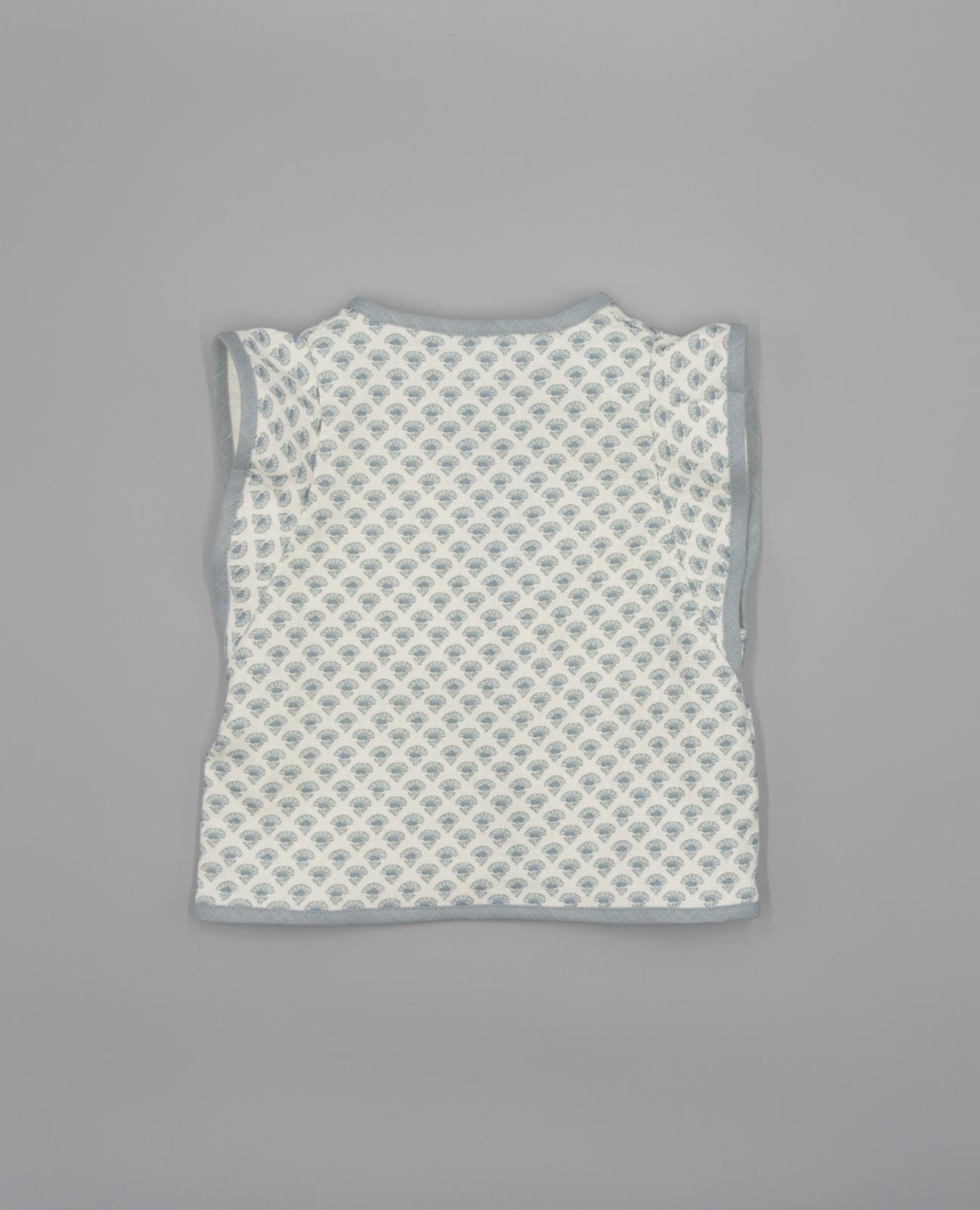 Colete Infantil Acolchoado com Estampado Floral Azul-claro-3