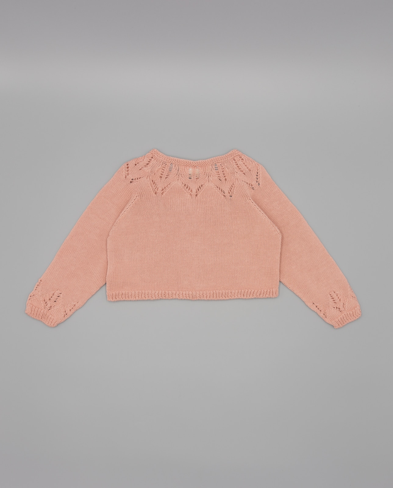 Casaco para Bebé em Tricô de Algodão com Perfurados Rosa-pastel-2