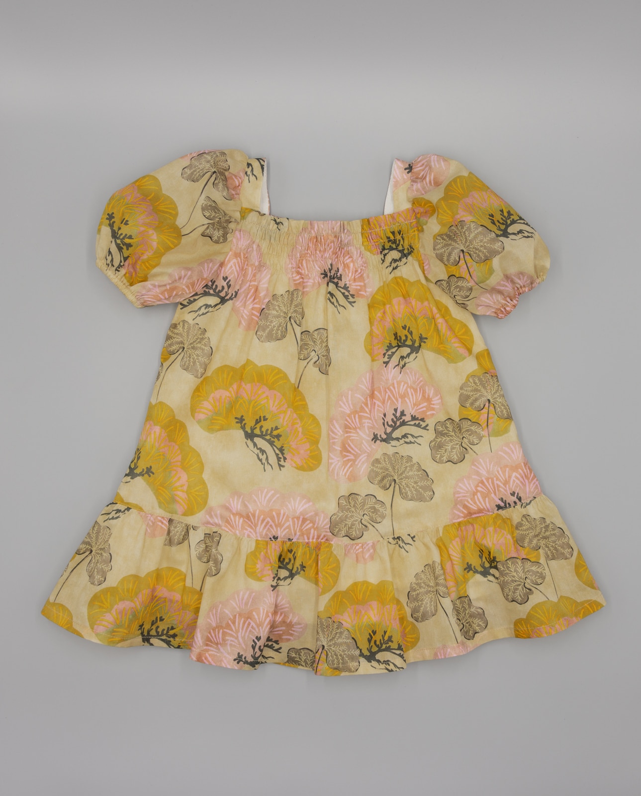 Imagem 0 de Vestido Infantil Estampado com Corpo Elástico e Manga Balão