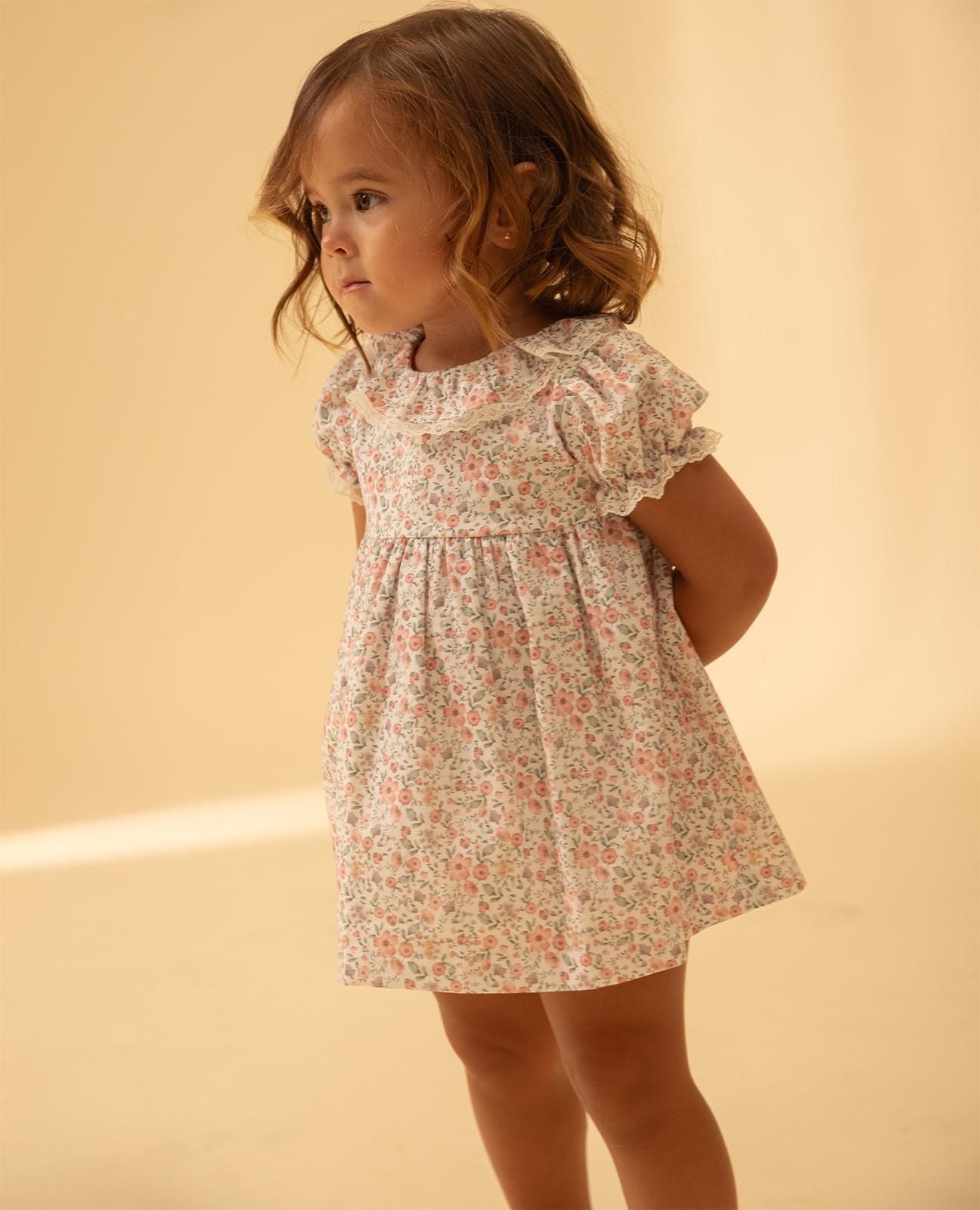 Imagem 0 de Vestido para Bebé com Estampado Floral e Manga Curta Balão