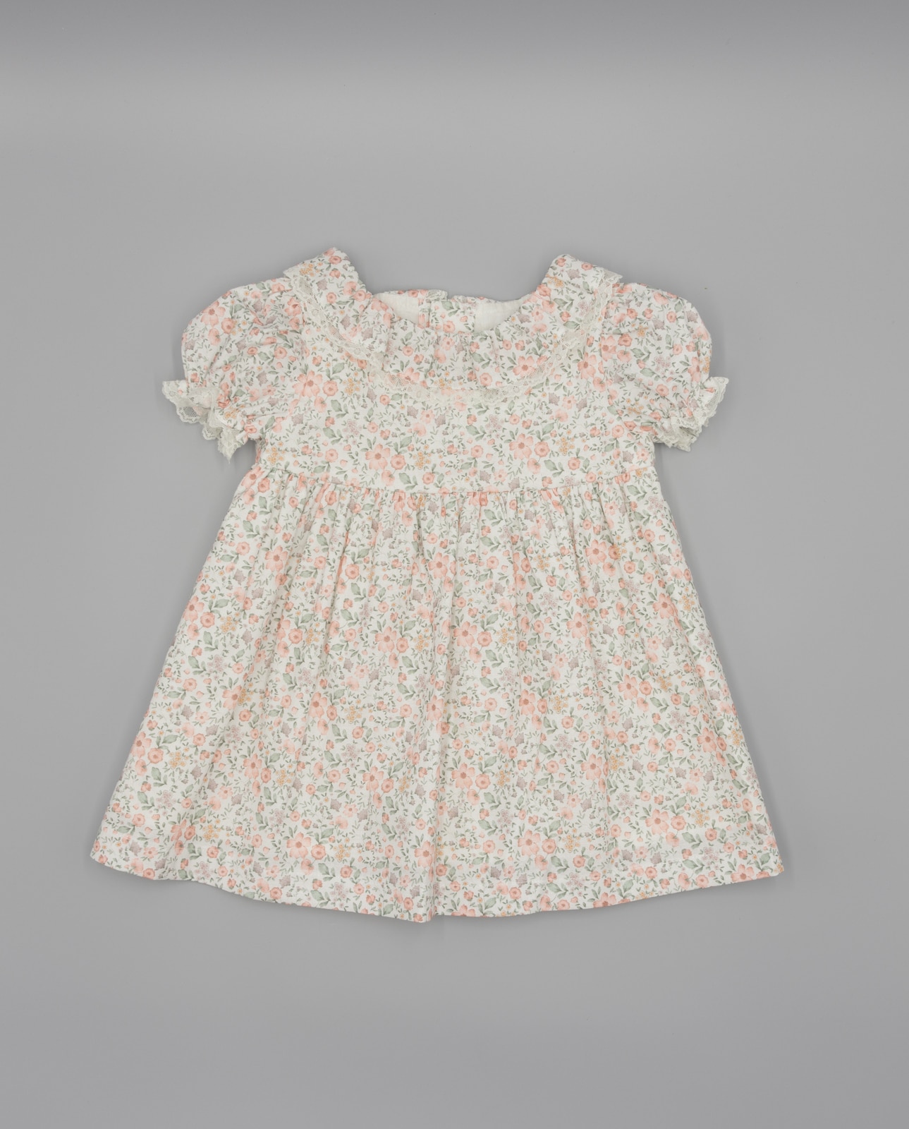 Vestido para Bebé com Estampado Floral e Manga Curta Balão Coral-2