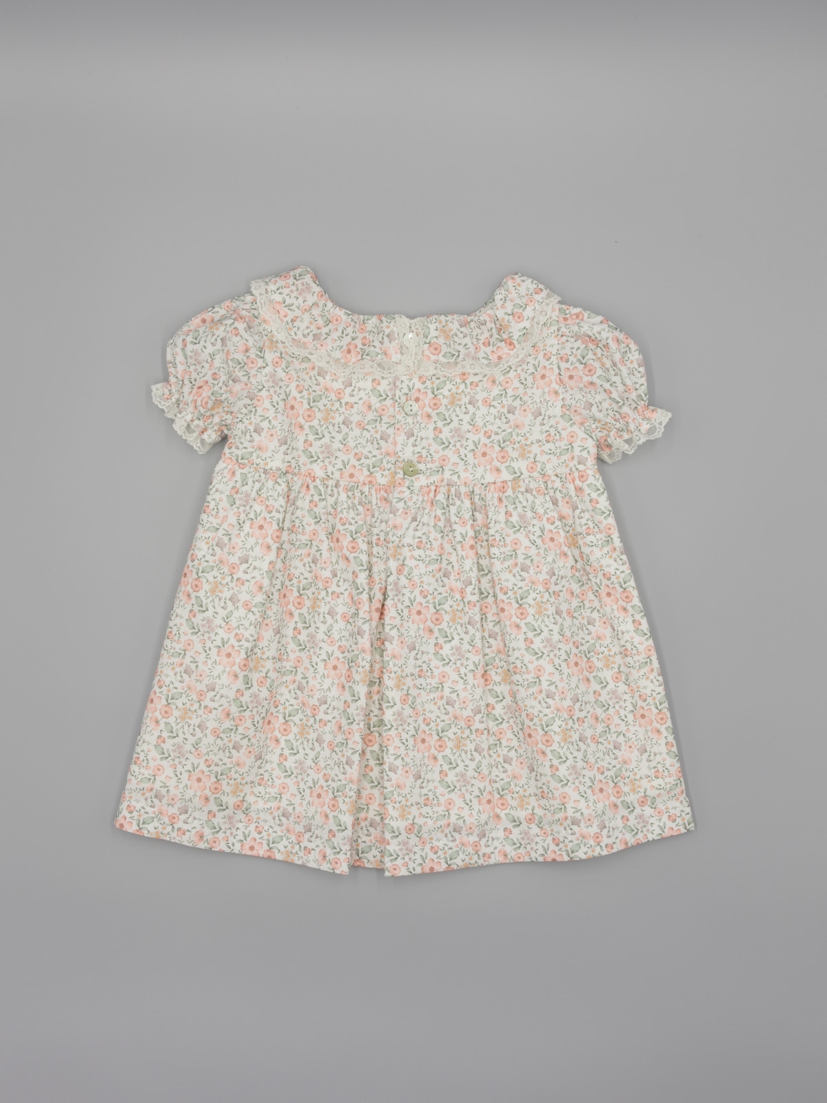 Vestido para Bebé com Estampado Floral e Manga Curta Balão Coral-3