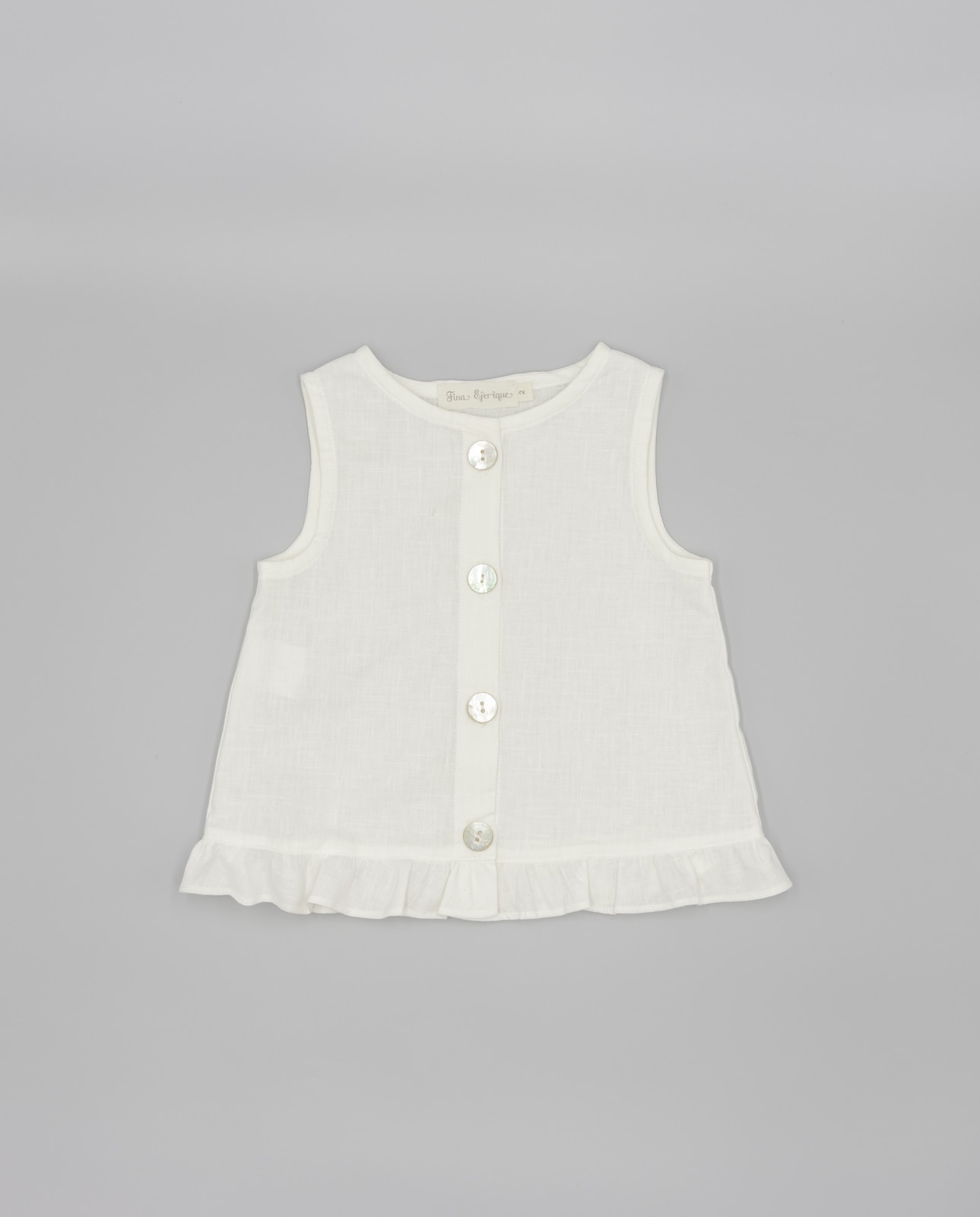 Imagem 0 de Blusa Infantil de Linho com Folho na Bainha e Botões Nácar