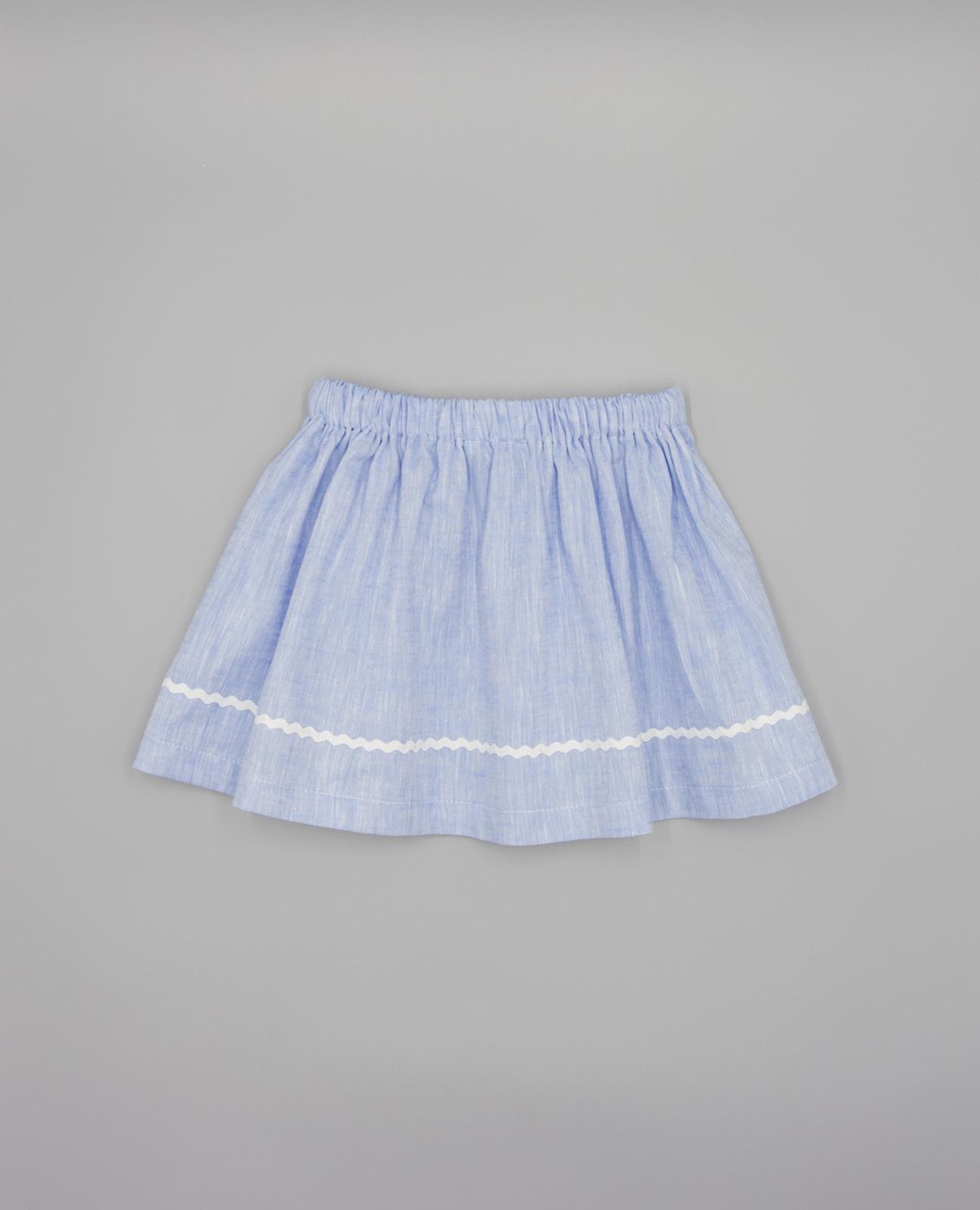Saia Infantil com Ondulina e Cintura Elástica Franzida Azul-claro-2