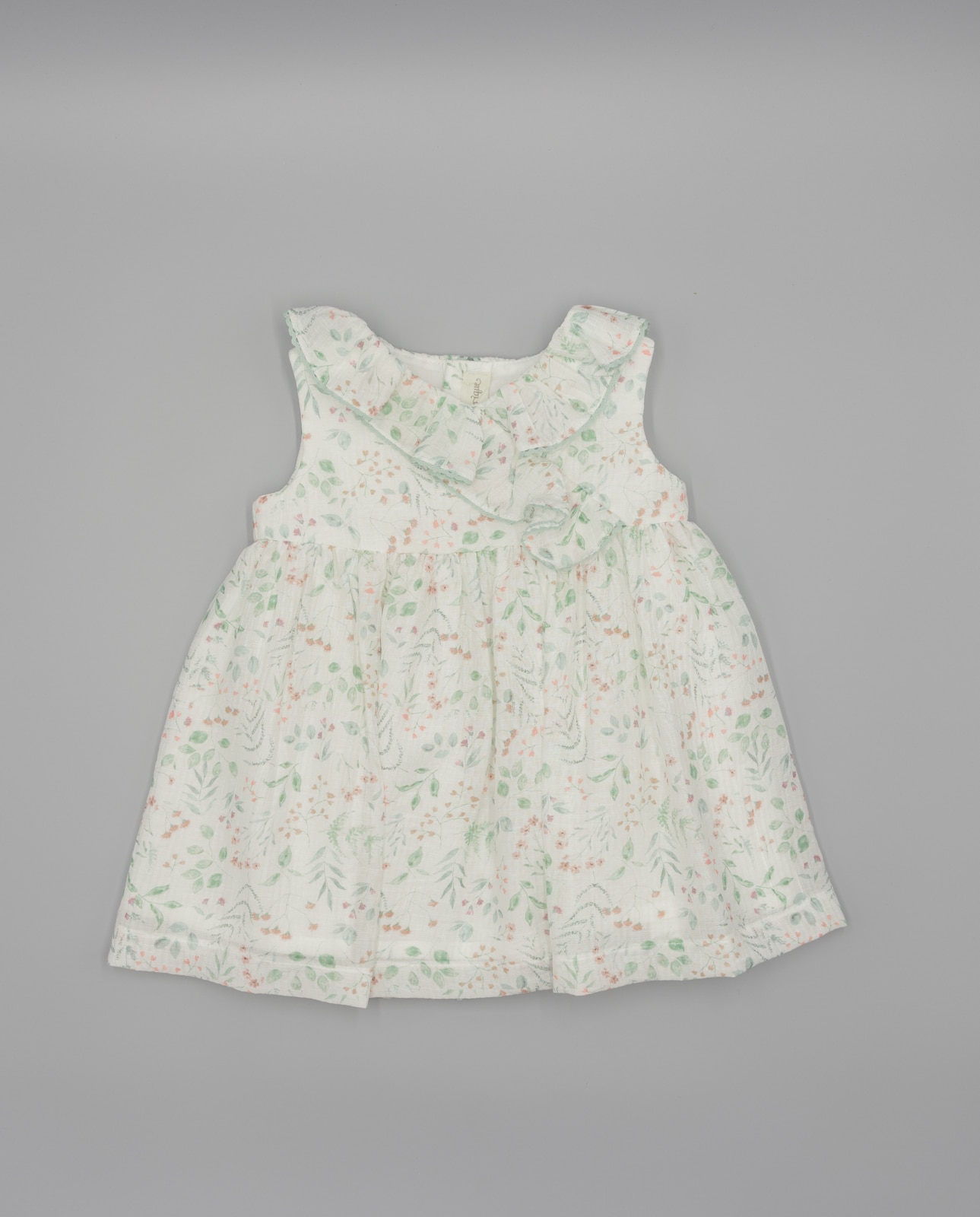 Vestido para Bebé em Organza com Folho Cruzado e Renda Fina Ejerique Branco-2