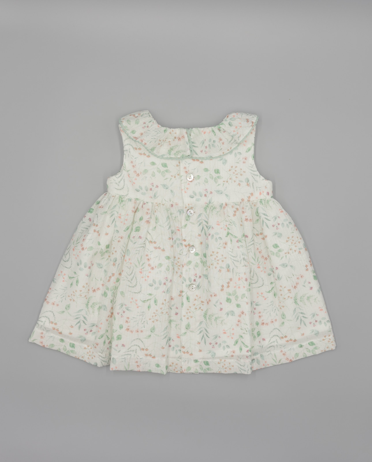 Vestido para Bebé em Organza com Folho Cruzado e Renda Fina Ejerique Branco-3