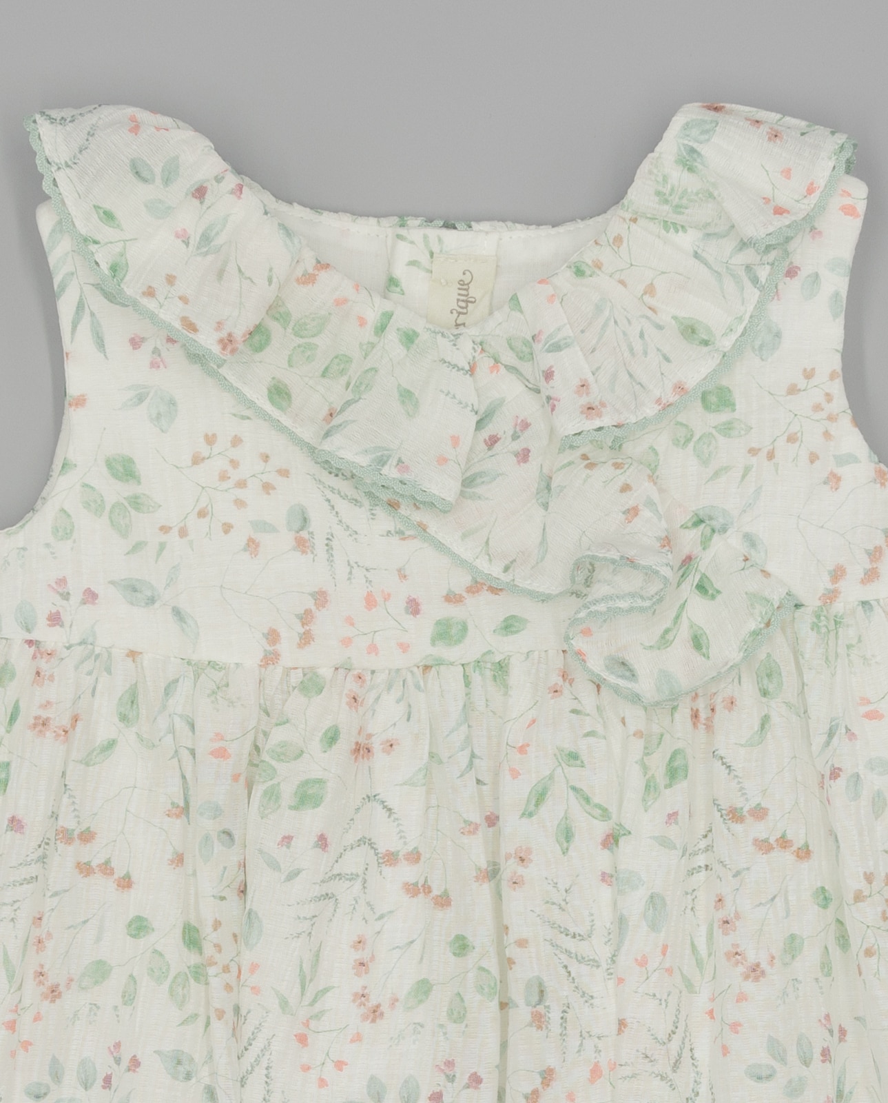 Vestido para Bebé em Organza com Folho Cruzado e Renda Fina Ejerique Branco-4