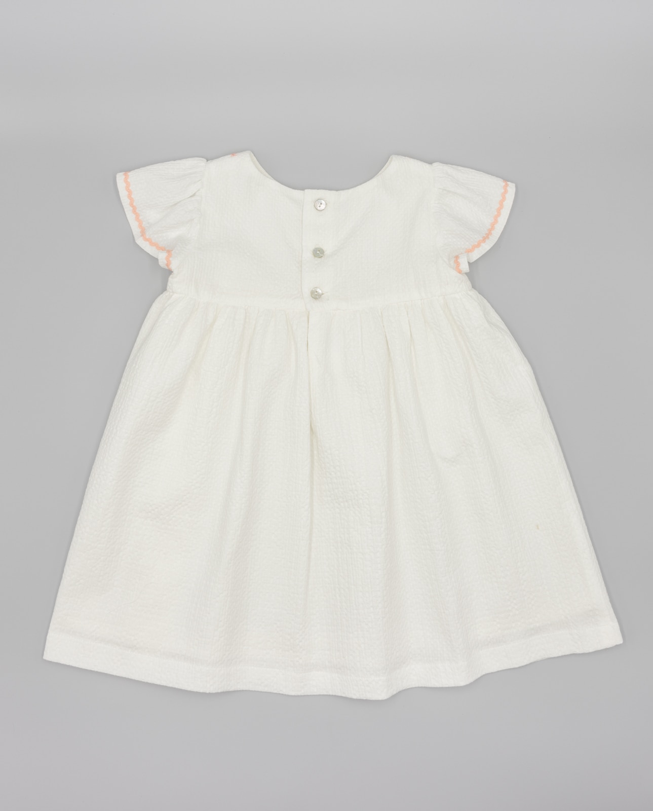 Vestido Infantil em Piqué com Ondulina Branco-2