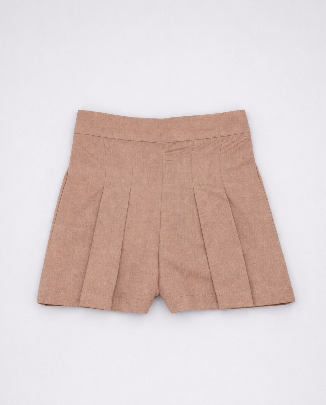 Short Infantil de Pregas em Linho Fina Ejerique Rosa-2