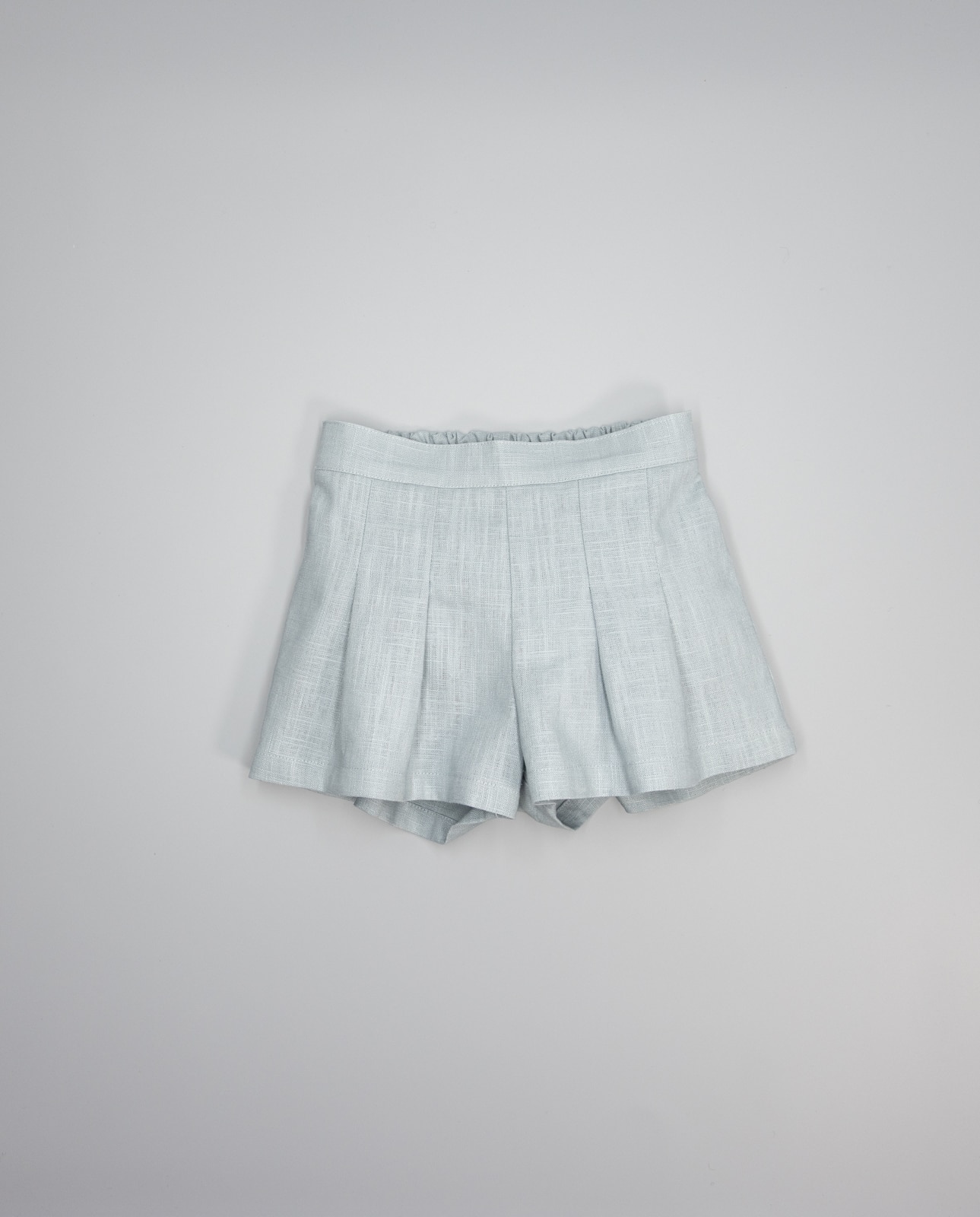 Short Infantil de Pregas em Linho Fina Ejerique Verde-2