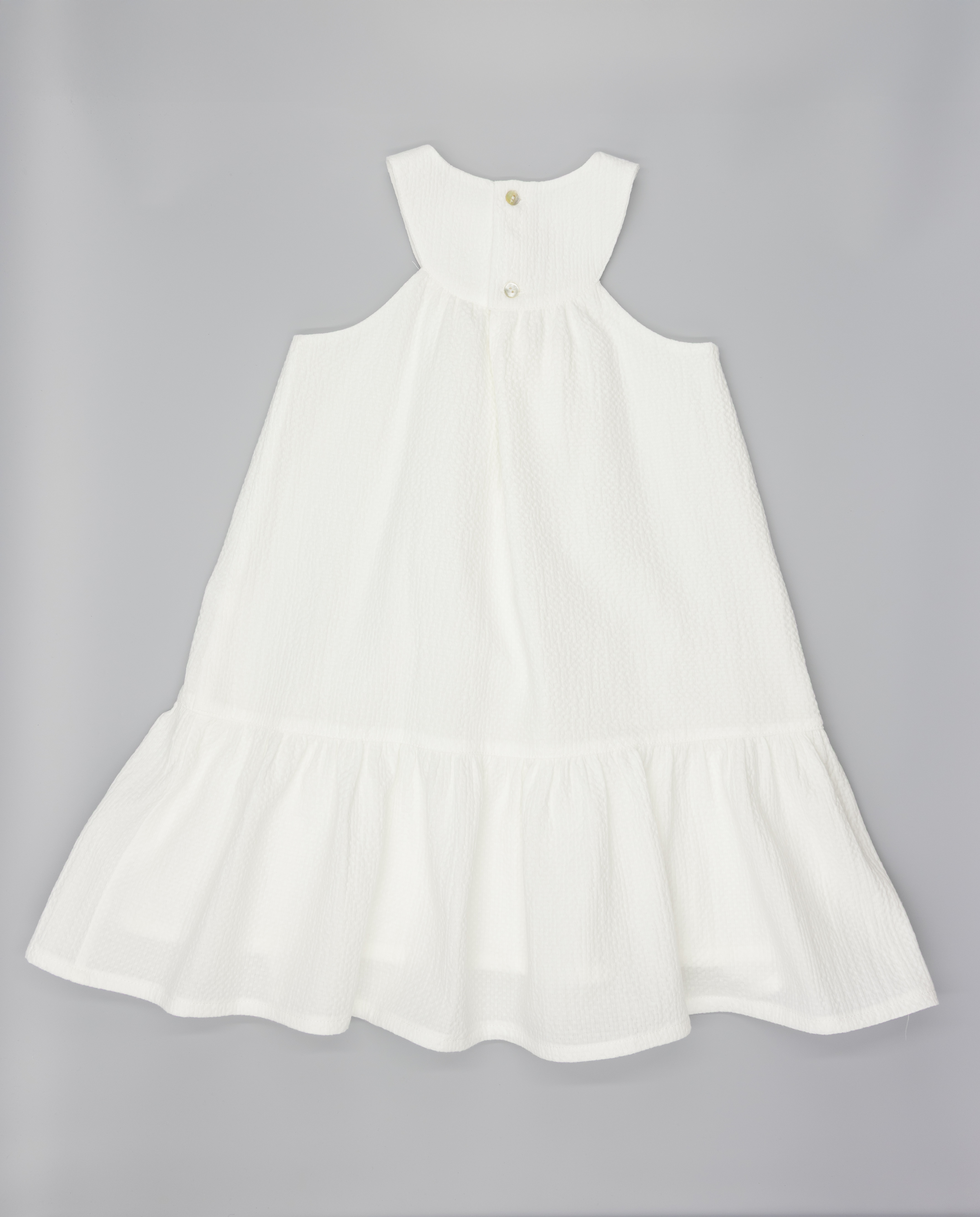 Vestido Infantil de Piqué com Ombros Metidos Branco-2