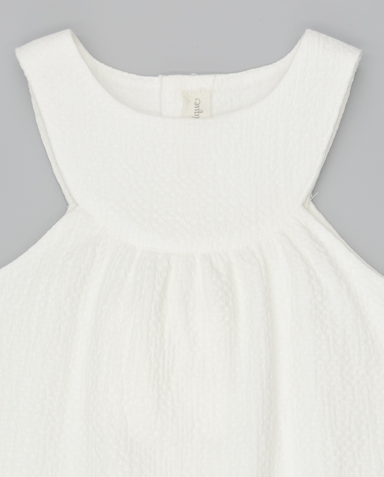 Vestido Infantil de Piqué com Ombros Metidos Branco-3