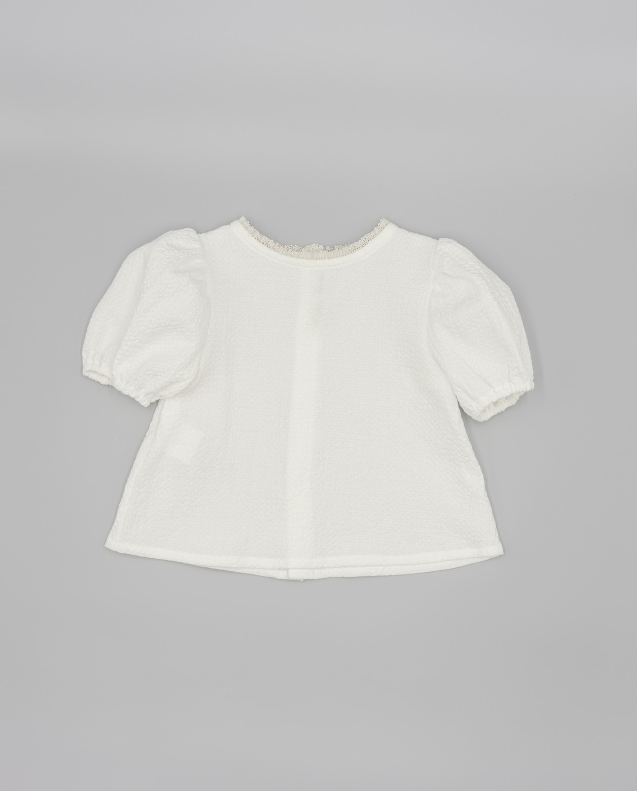 Blusa Infantil em Piqué de Manga Farol com Renda na Gola Fina Ejerique Branco-2