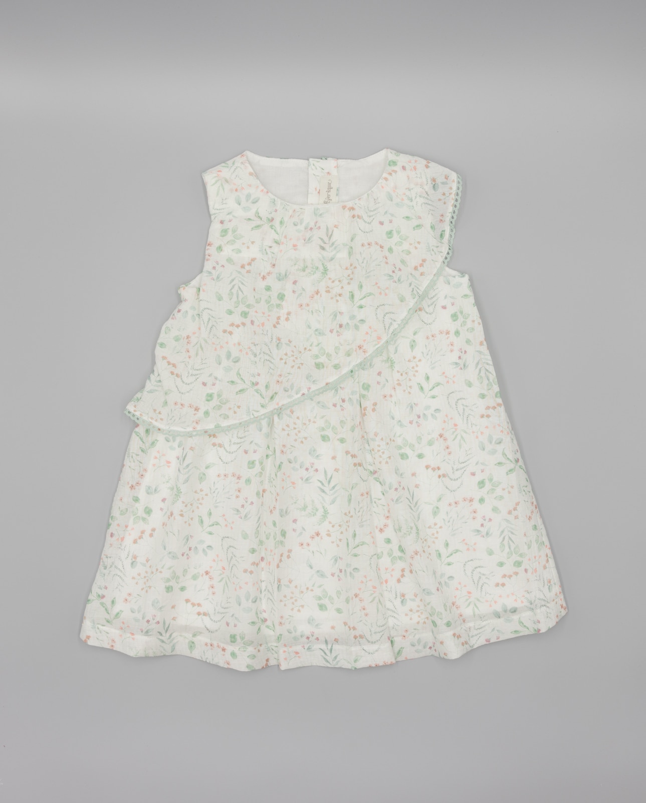 Imagem 0 de Vestido Infantil de Organza Estampado Folhas