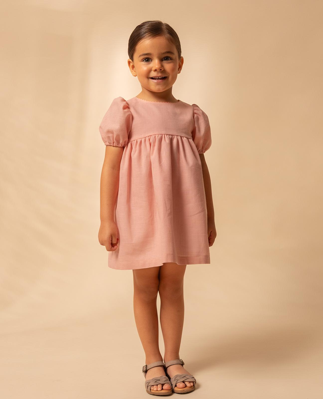 Imagem 0 de Vestido Infantil de Linho com Manga Farol