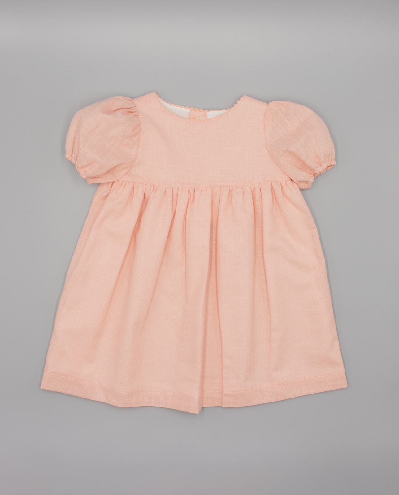 Vestido Infantil de Linho com Manga Farol Fina Ejerique Rosa-claro-2