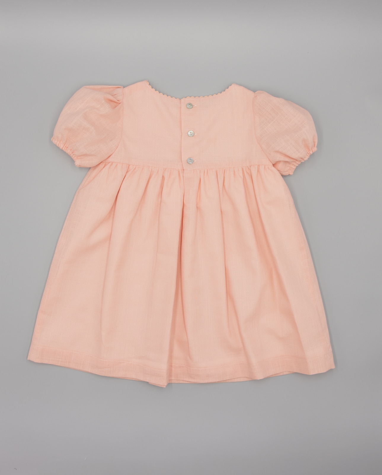 Vestido Infantil de Linho com Manga Farol Fina Ejerique Rosa-claro-3