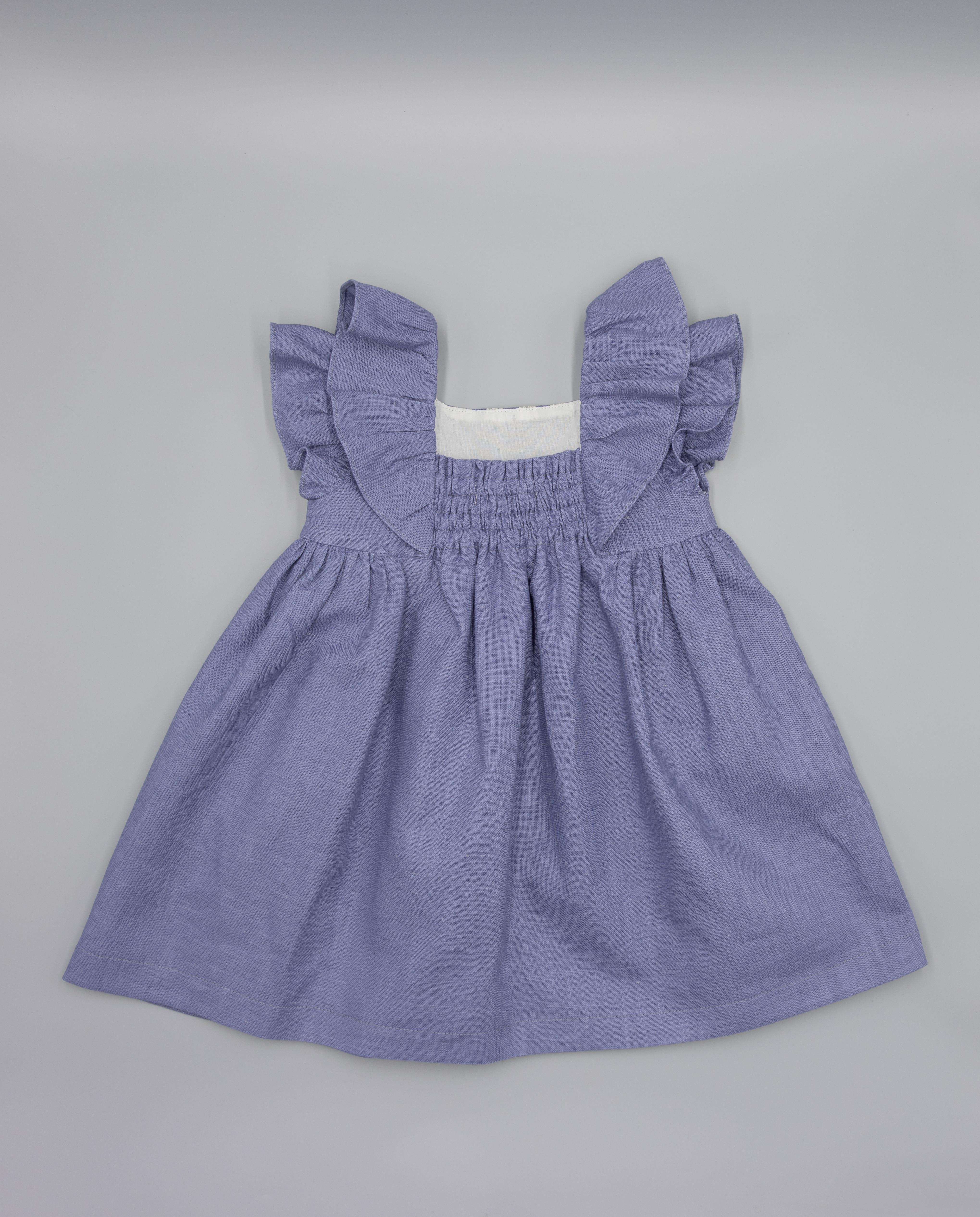 Vestido para Bebé de Linho Fina Ejerique Azul-2