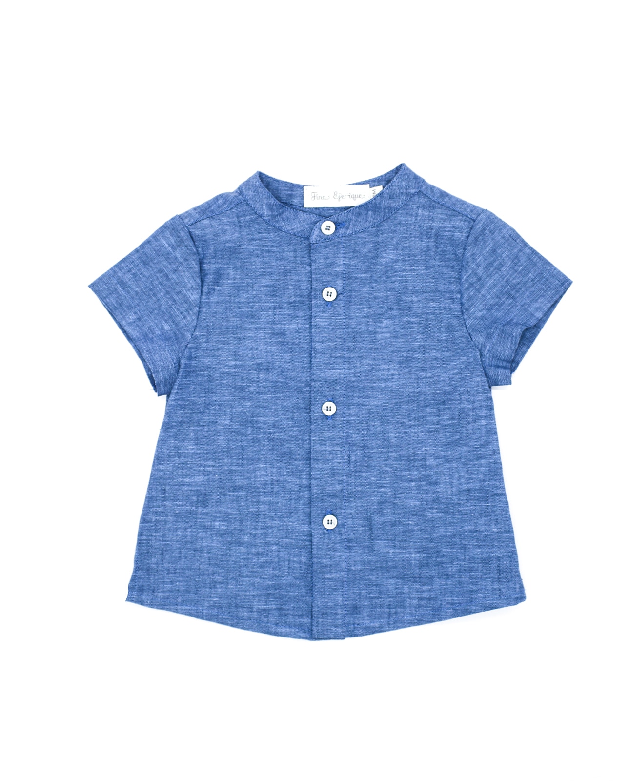 Camisa Infantil Flameada de Gola À Padre Fina Ejerique Azul-1