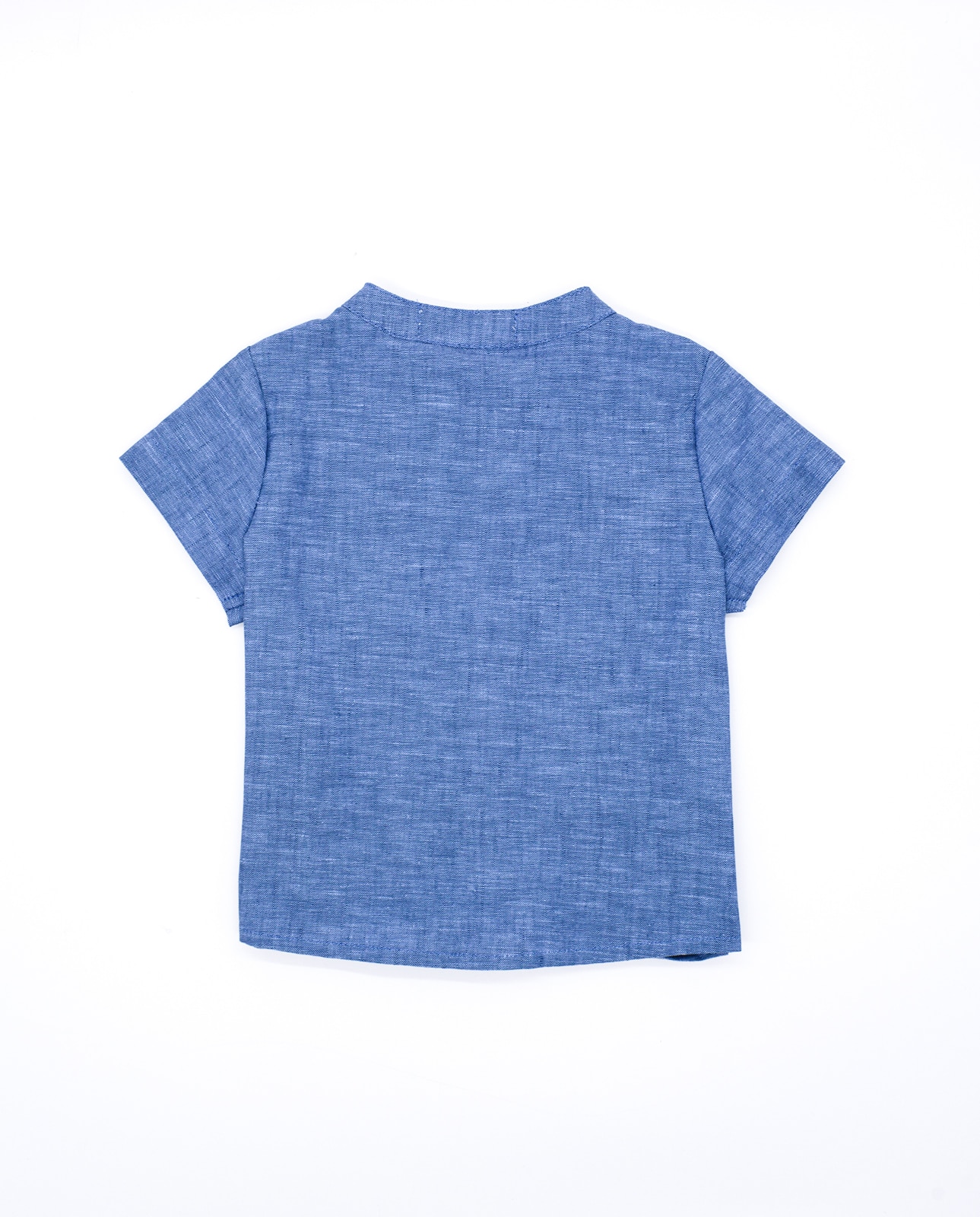 Camisa Infantil Flameada de Gola À Padre Fina Ejerique Azul-2