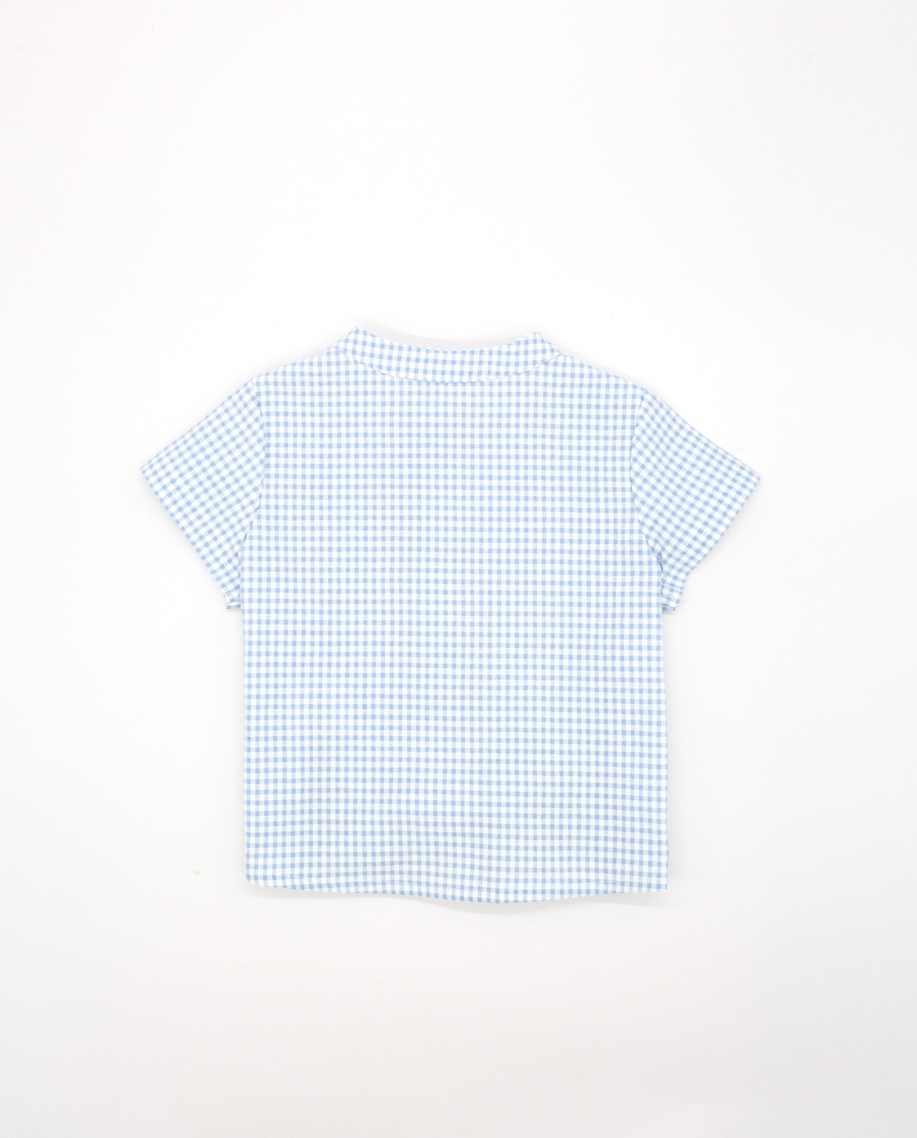 Camisa para Bebé Vichy com Gola À Padre Azul-claro-2
