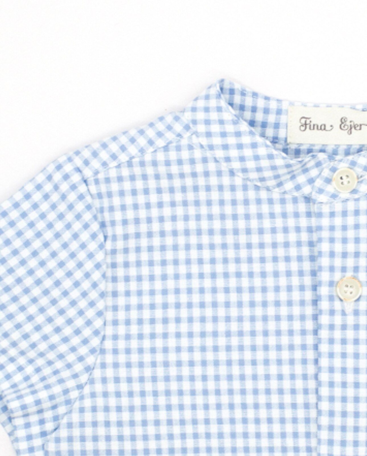 Camisa para Bebé Vichy com Gola À Padre Azul-claro-3
