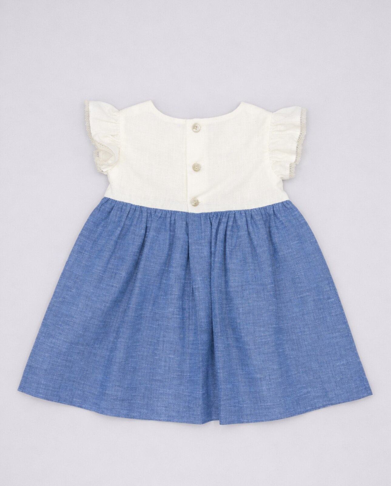 Vestido para Bebé de Algodão Azul-marinho-3
