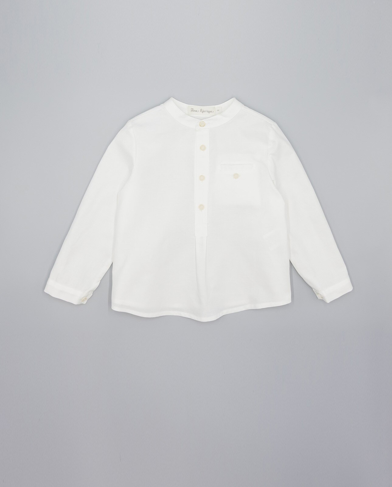 Camisa para Bebé Oxford com Gola À Padre de Manga Comprida Branco-2