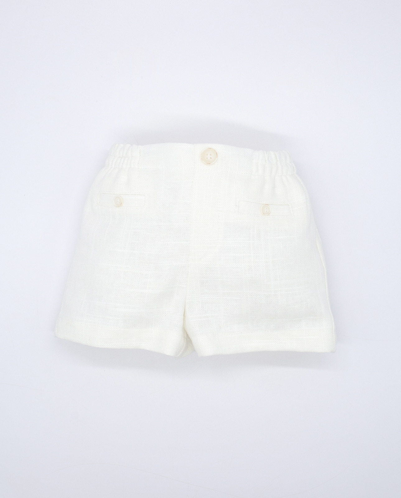 Bermudas para Bebé em Linho com Cintura Elástica Fina Ejerique Cru-2