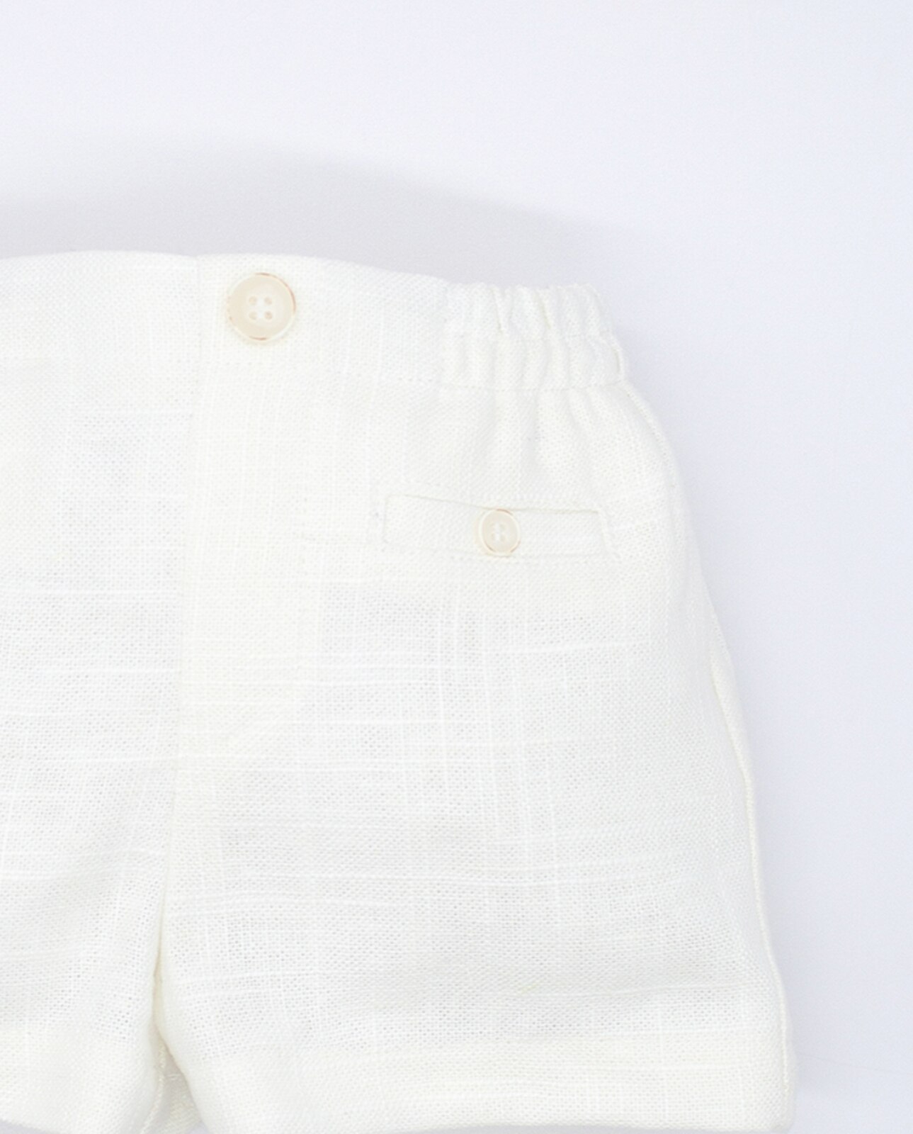 Bermudas para Bebé em Linho com Cintura Elástica Fina Ejerique Cru-4