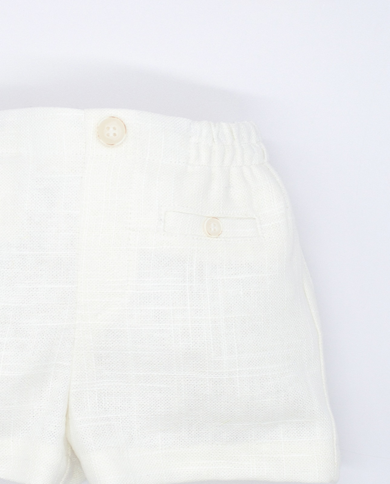 Bermudas para Bebé em Linho com Cintura Elástica Fina Ejerique Cru-4